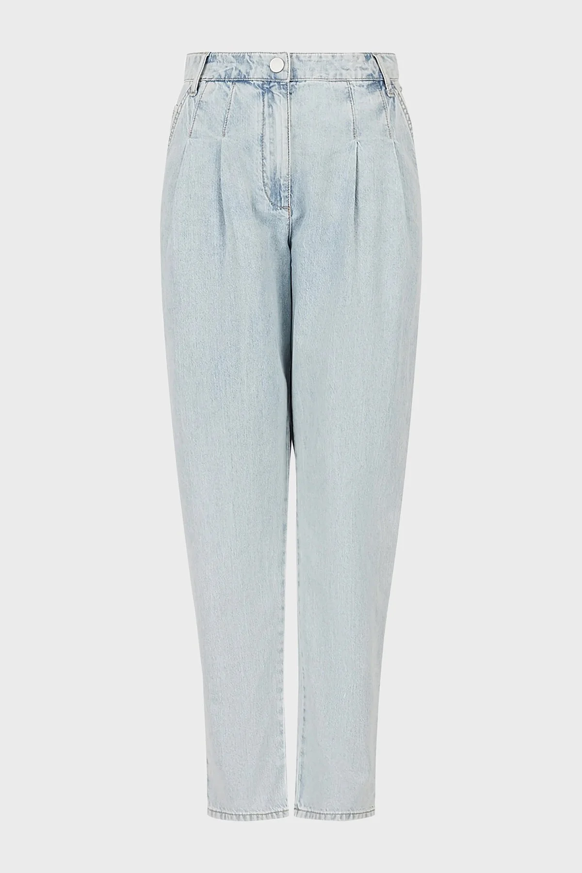 Armani Exchange Pamuklu Yüksek Bel Slouchy Fit Düz Paça Jeans Bayan Kot Pantolon 3RYP62 Y1NZZ 05GX AÇIK MAVİ - 12