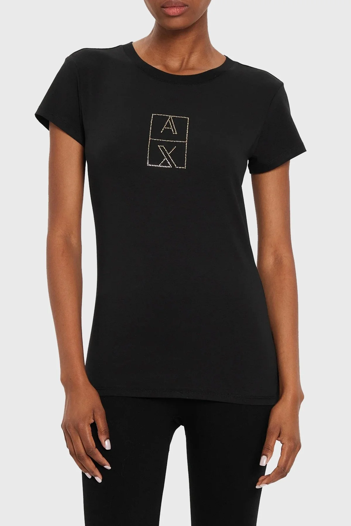 Armani Exchange Pamuklu Slim Fit Bayan T Shirt 6DYT35 YJCTZ 1200 SİYAH - 1