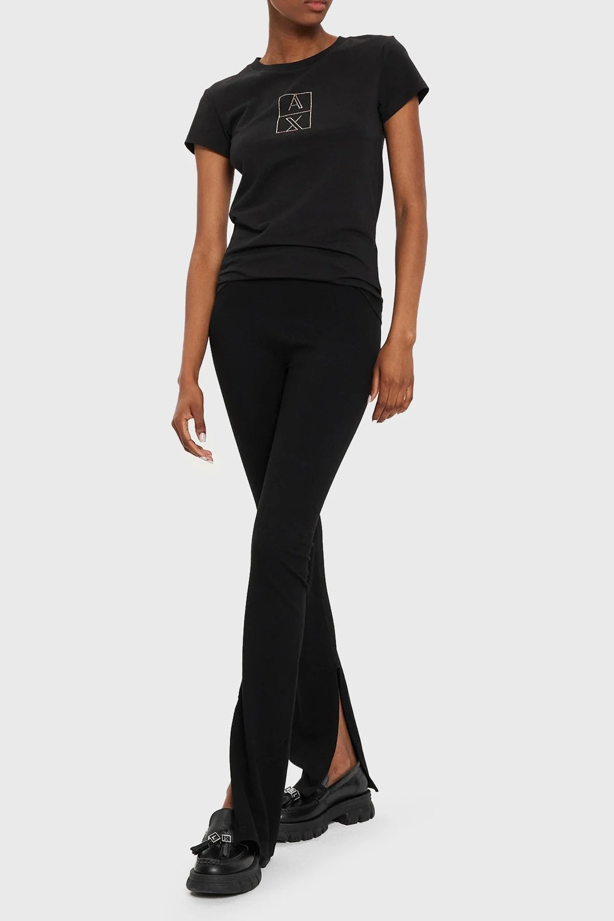 Armani Exchange Pamuklu Slim Fit Bayan T Shirt 6DYT35 YJCTZ 1200 SİYAH - 3