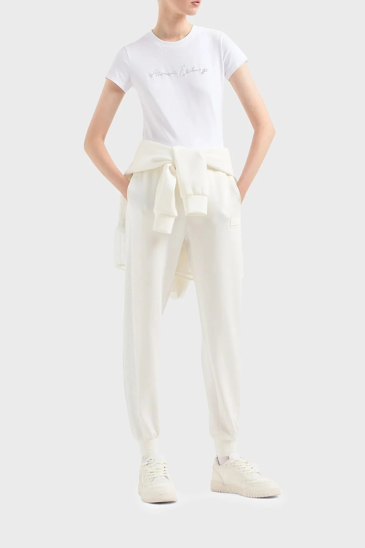 Armani Exchange Pamuklu Slim Fit Bisiklet Yaka Bayan T Shirt 3DYT27 YJDTZ 1000 BEYAZ - 2