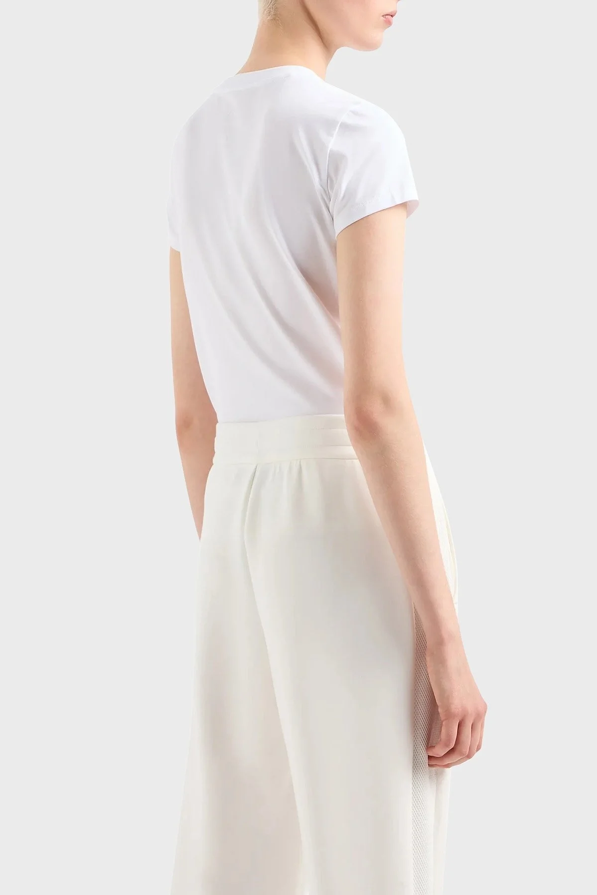 Armani Exchange Pamuklu Slim Fit Bisiklet Yaka Bayan T Shirt 3DYT27 YJDTZ 1000 BEYAZ - 3