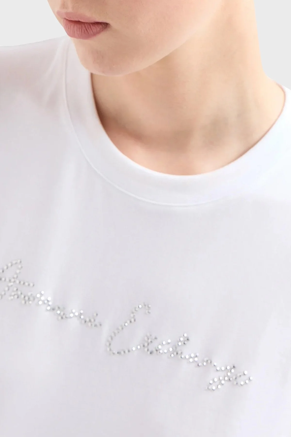 Armani Exchange Pamuklu Slim Fit Bisiklet Yaka Bayan T Shirt 3DYT27 YJDTZ 1000 BEYAZ - 4