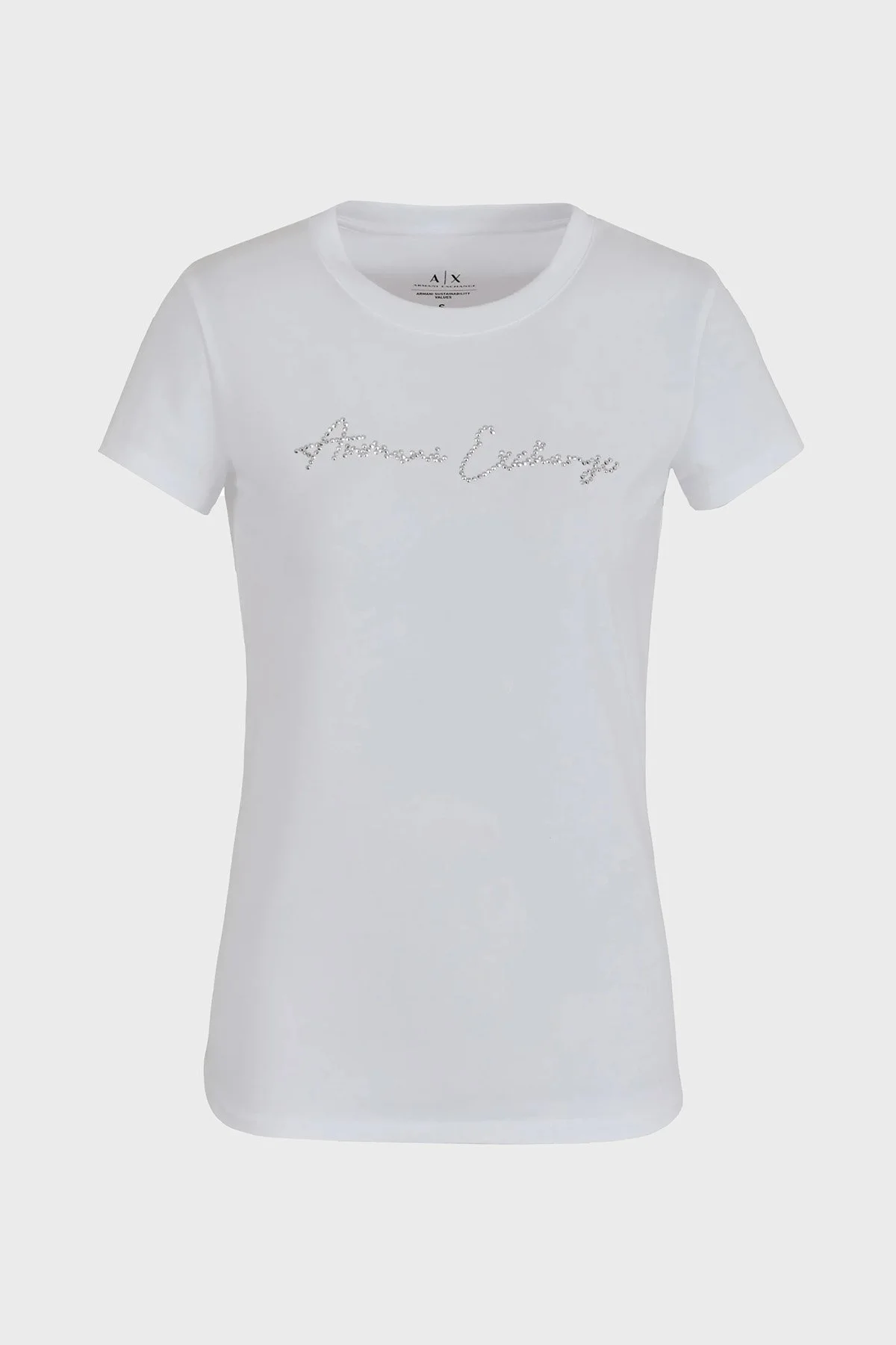 Armani Exchange Pamuklu Slim Fit Bisiklet Yaka Bayan T Shirt 3DYT27 YJDTZ 1000 BEYAZ - 5
