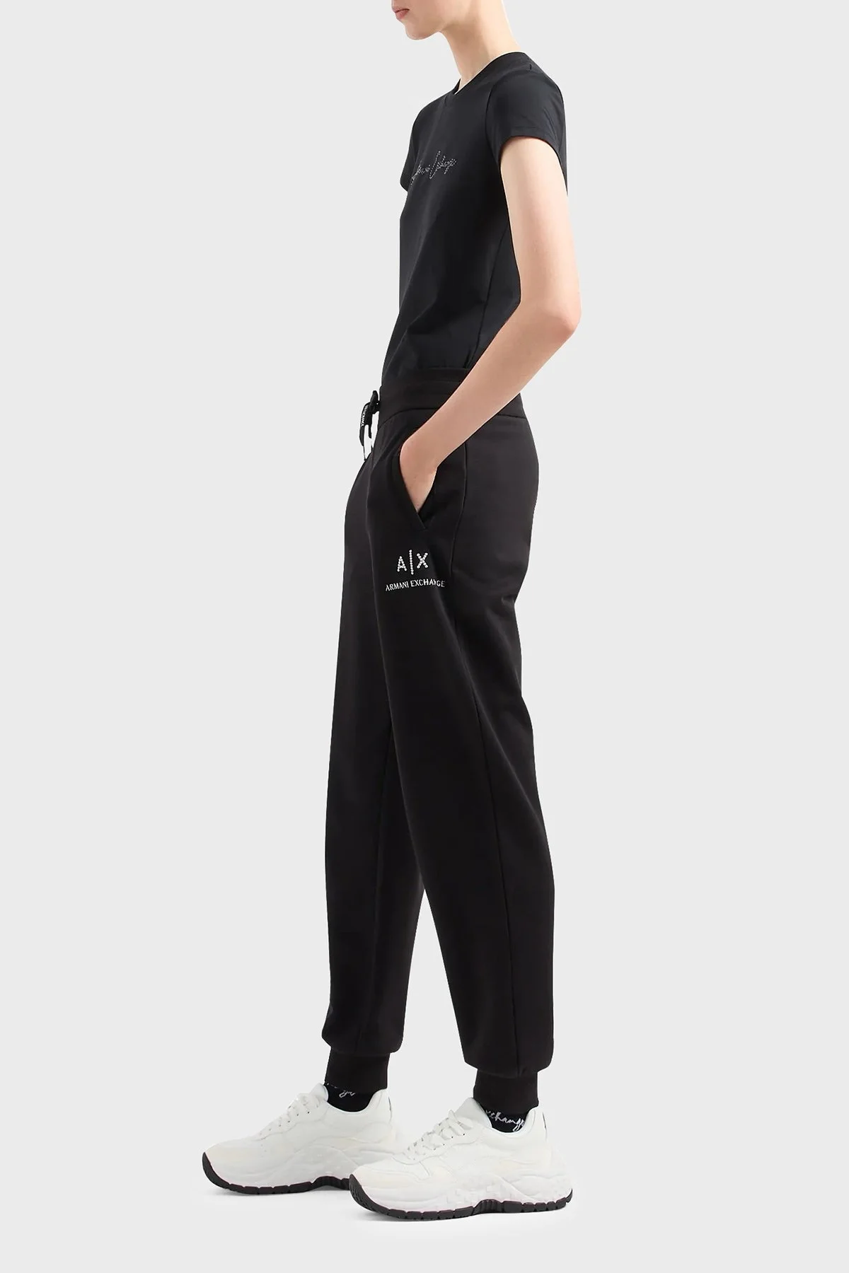 Armani Exchange Pamuklu Slim Fit Bisiklet Yaka Bayan T Shirt 3DYT27 YJDTZ 1200 SİYAH - 2