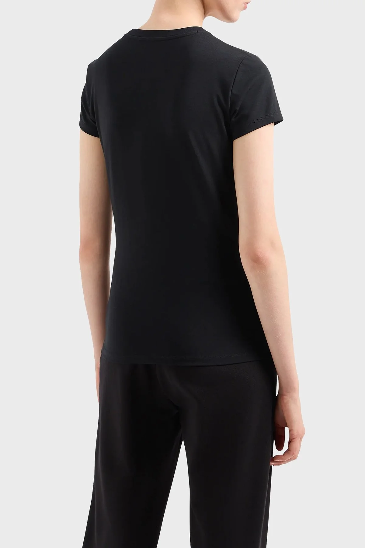 Armani Exchange Pamuklu Slim Fit Bisiklet Yaka Kadın T Shirt 3DYT27 YJDTZ 1200 SİYAH - 3