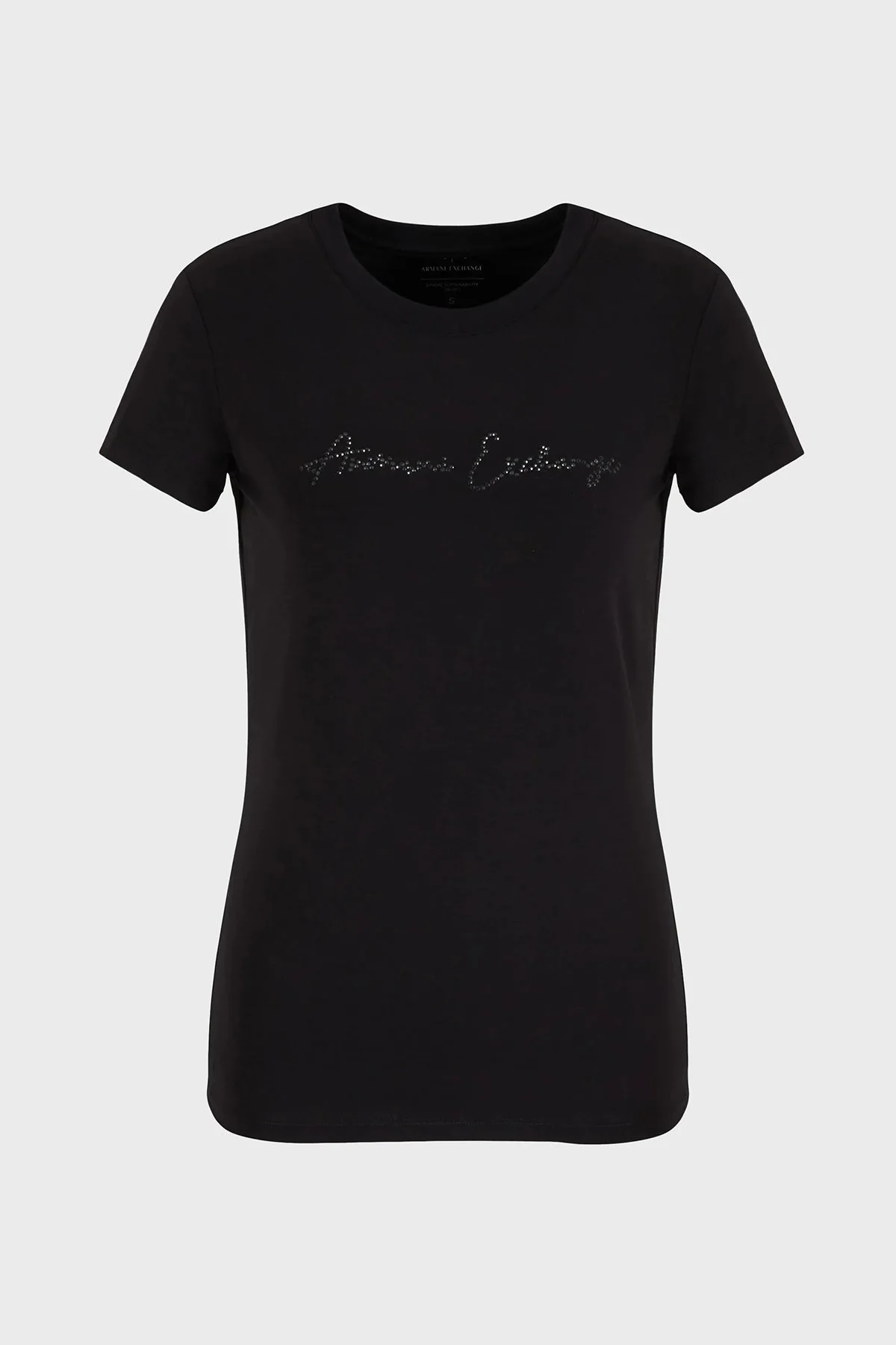 Armani Exchange Pamuklu Slim Fit Bisiklet Yaka Kadın T Shirt 3DYT27 YJDTZ 1200 SİYAH - 5