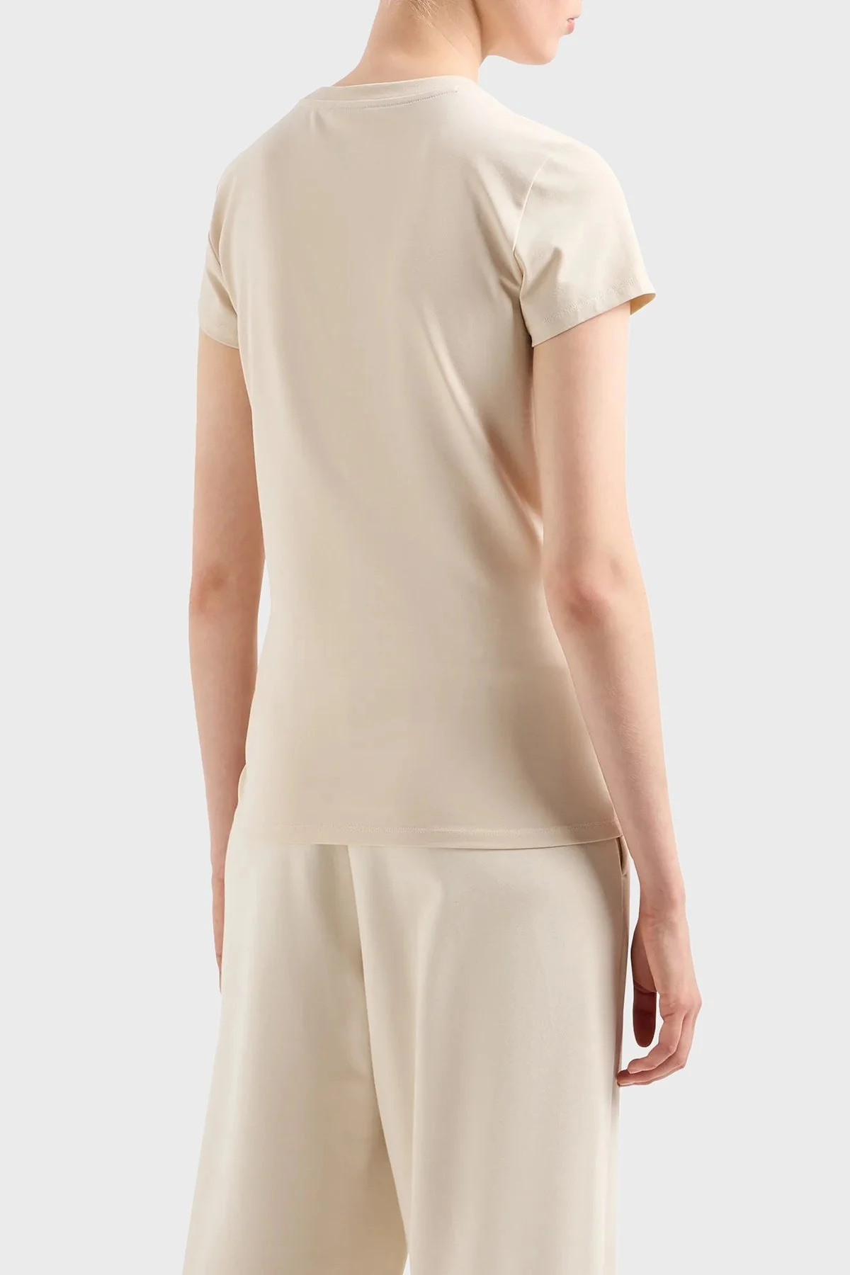 Armani Exchange Pamuklu Slim Fit Bisiklet Yaka Bayan T Shirt 3DYT27 YJDTZ 1787 BEJ - 3