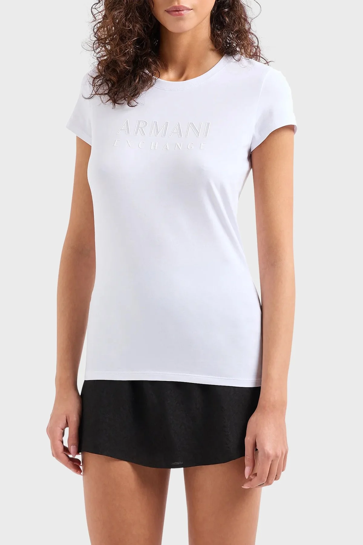 Armani Exchange Pamuklu Slim Fit Bisiklet Yaka Bayan T Shirt 3DYT48 YJETZ 1000 BEYAZ - 1