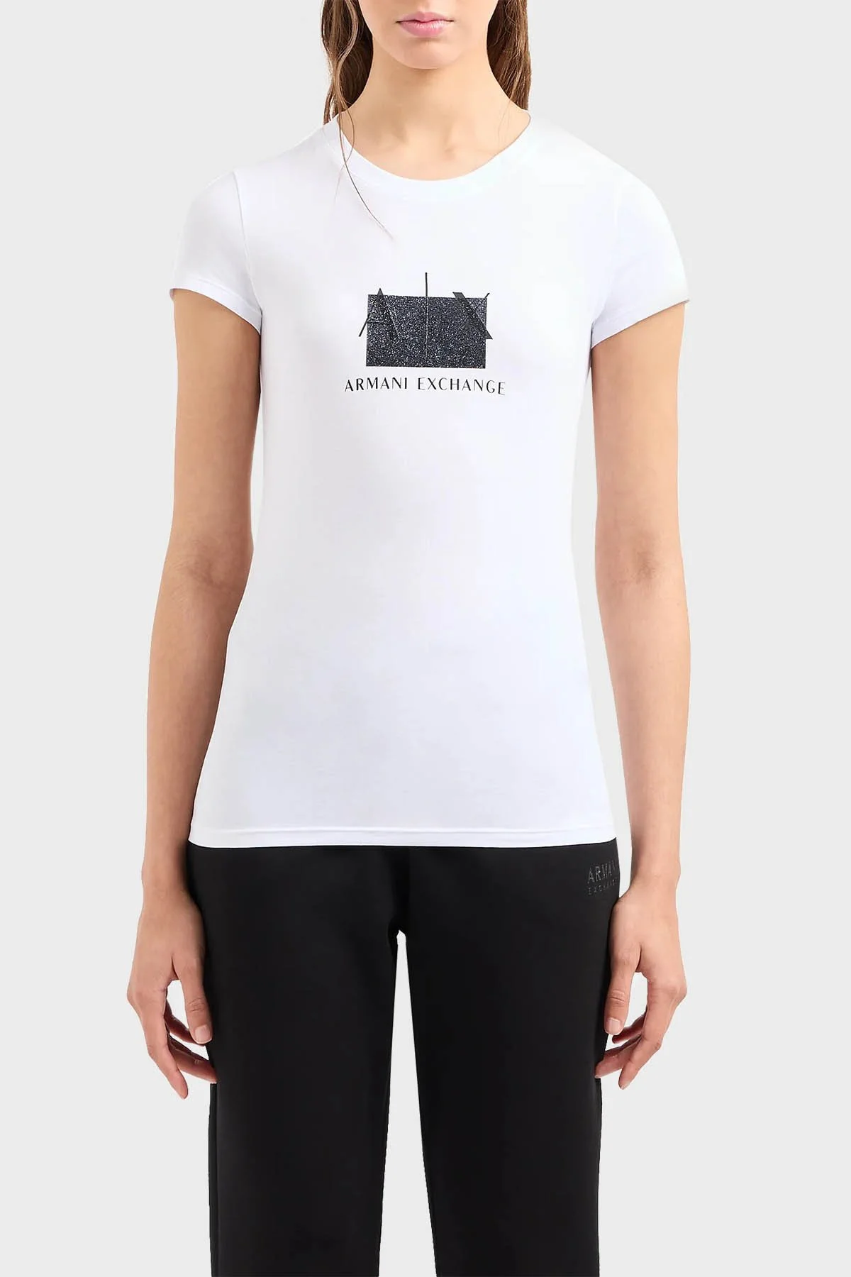 Armani Exchange Pamuklu Slim Fit Bisiklet Yaka Kadın T Shirt 3DYT51 YJETZ 1000 BEYAZ - 1