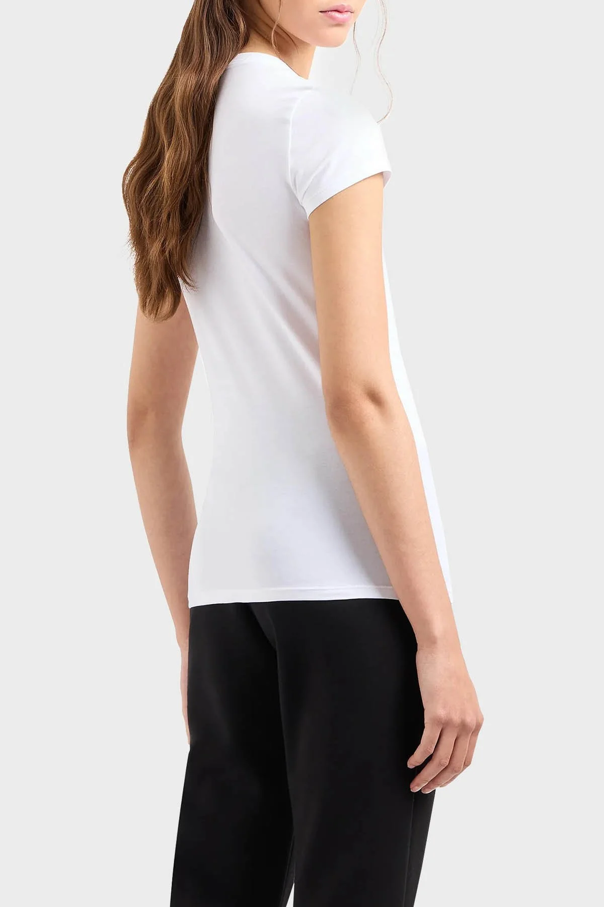 Armani Exchange Pamuklu Slim Fit Bisiklet Yaka Kadın T Shirt 3DYT51 YJETZ 1000 BEYAZ - 3