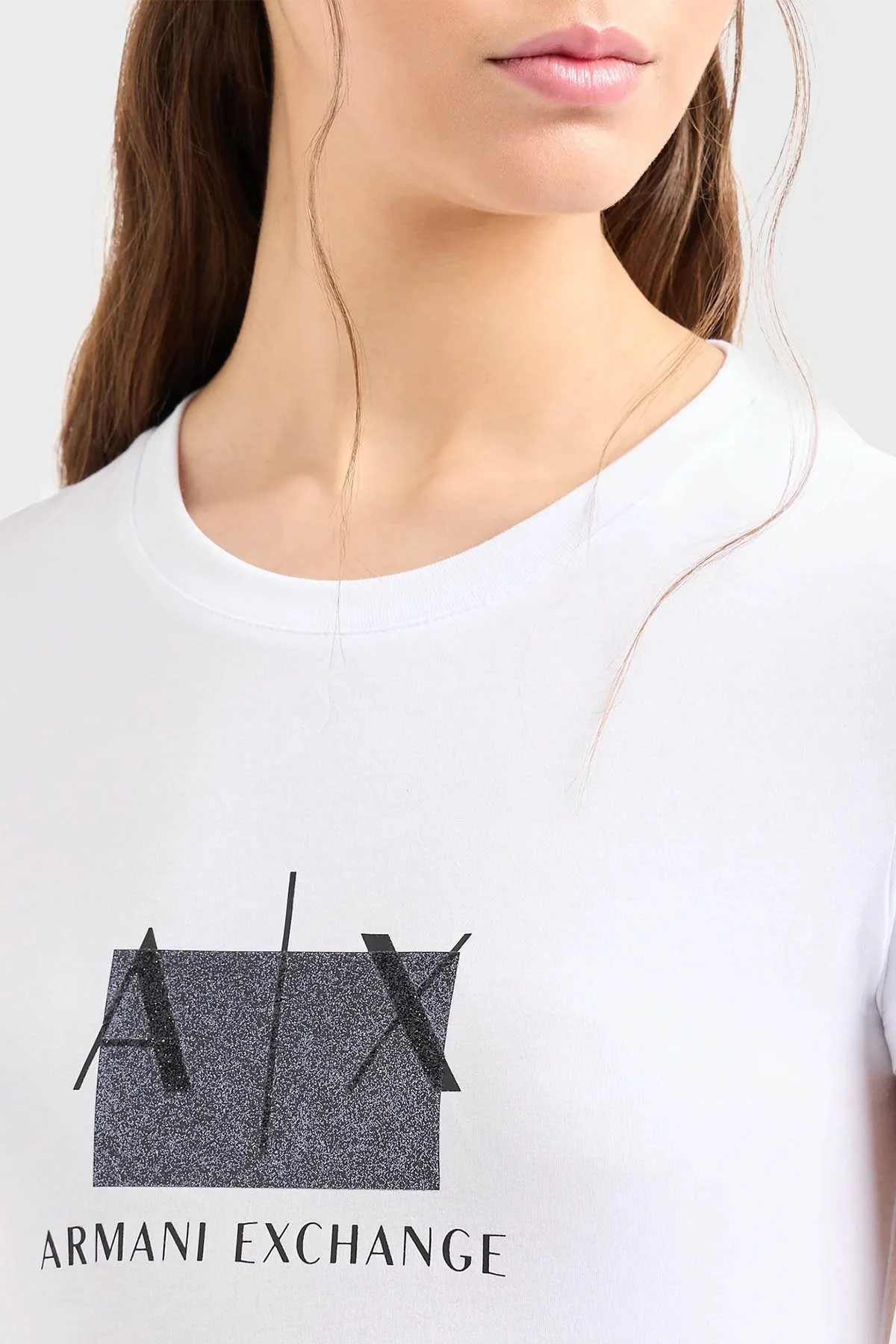 Armani Exchange Pamuklu Slim Fit Bisiklet Yaka Kadın T Shirt 3DYT51 YJETZ 1000 BEYAZ - 4