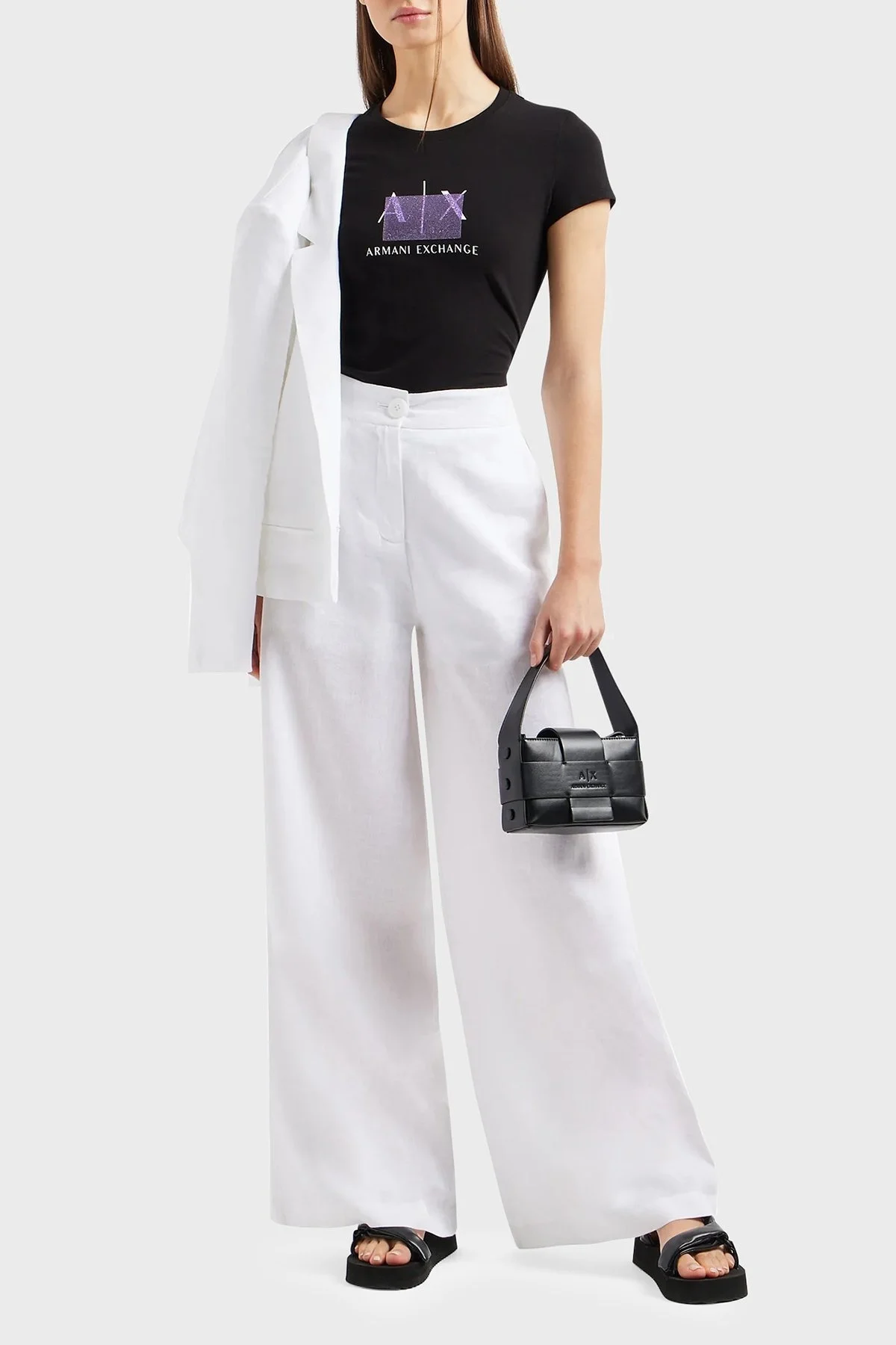 Armani Exchange Pamuklu Slim Fit Bisiklet Yaka Bayan T Shirt 3DYT51 YJETZ 1200 SİYAH - 2