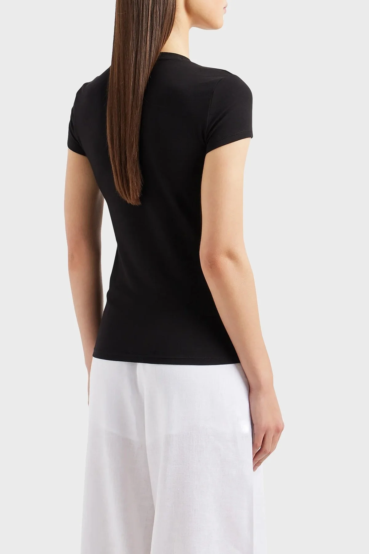 Armani Exchange Pamuklu Slim Fit Bisiklet Yaka Bayan T Shirt 3DYT51 YJETZ 1200 SİYAH - 3