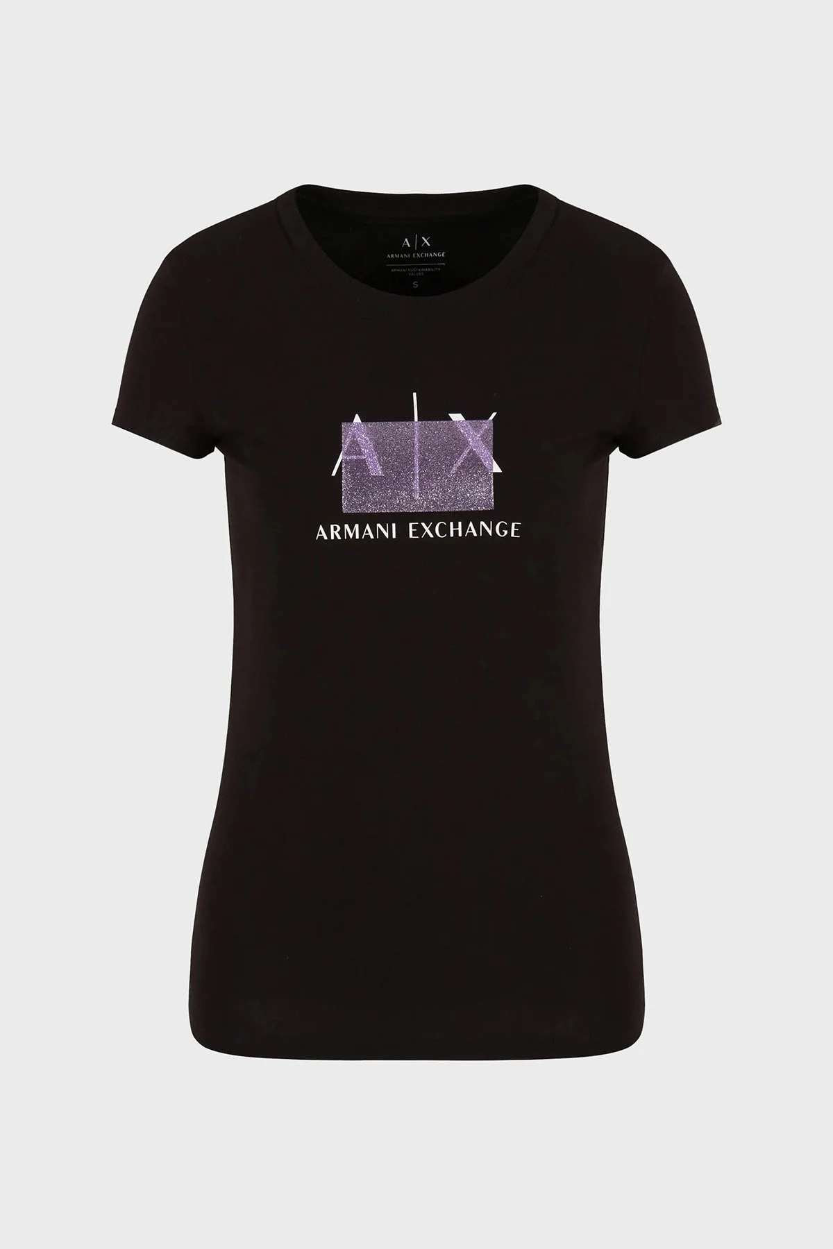 Armani Exchange Pamuklu Slim Fit Bisiklet Yaka Kadın T Shirt 3DYT51 YJETZ 1200 SİYAH - 5