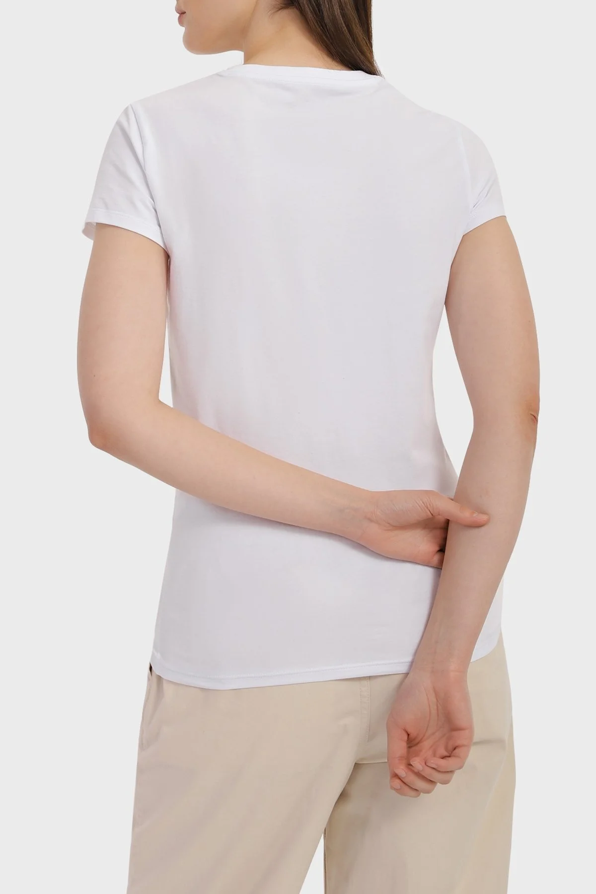 Armani Exchange Pamuklu Slim Fit Bisiklet Yaka Bayan T Shirt 3RYT40 YJC7Z 1000 BEYAZ - 2