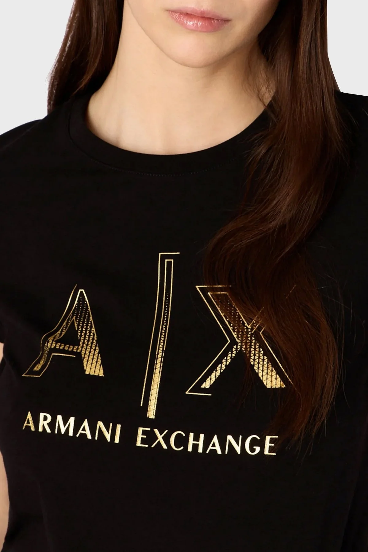 Armani Exchange Pamuklu Slim Fit Bisiklet Yaka Bayan T Shirt 3RYT40 YJC7Z 1200 SİYAH - 3