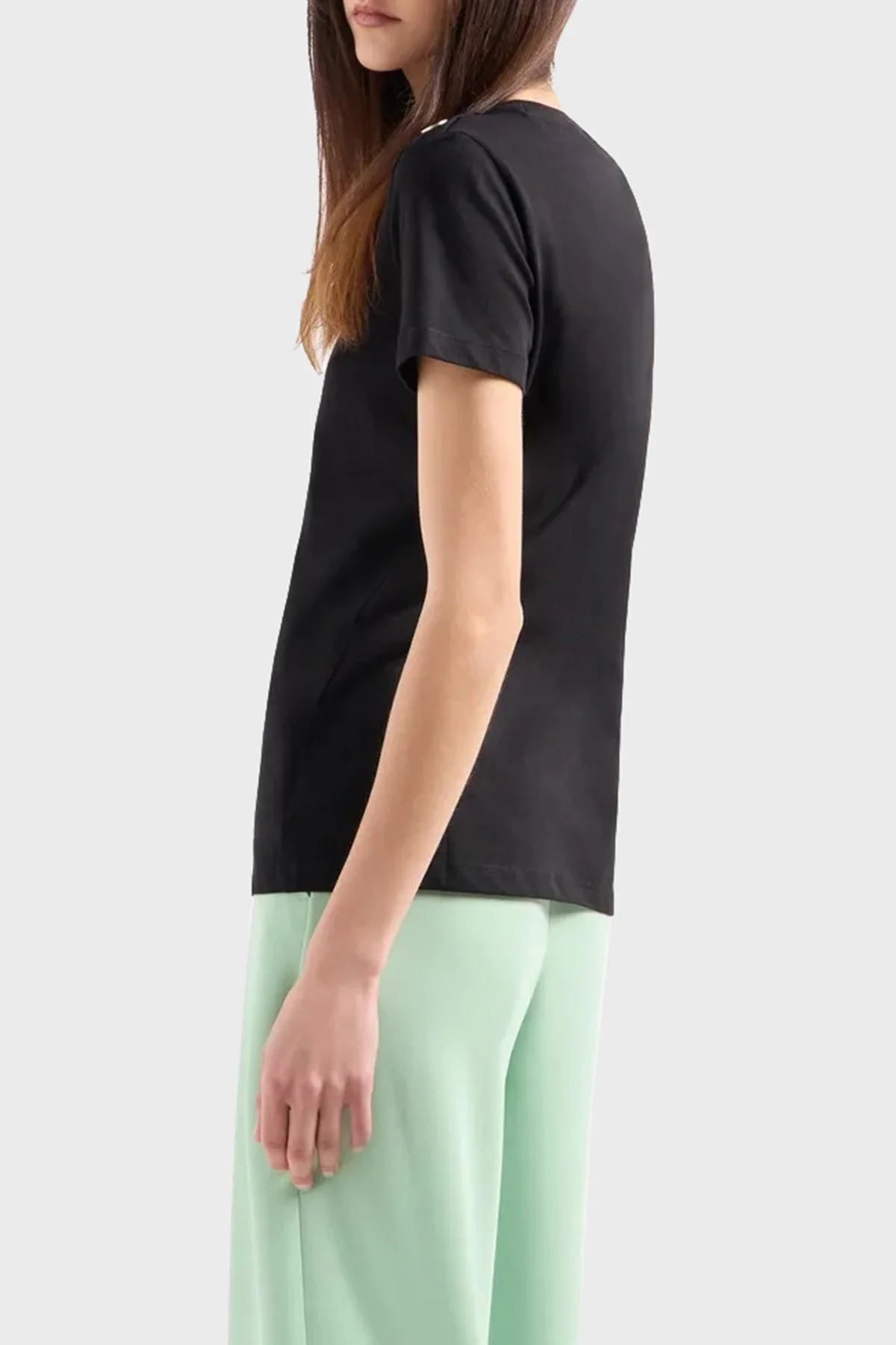 Armani Exchange Pamuklu Slim Fit Bisiklet Yaka Bayan T Shirt 6DYT46 YJ3RZ 1200 SİYAH - 2
