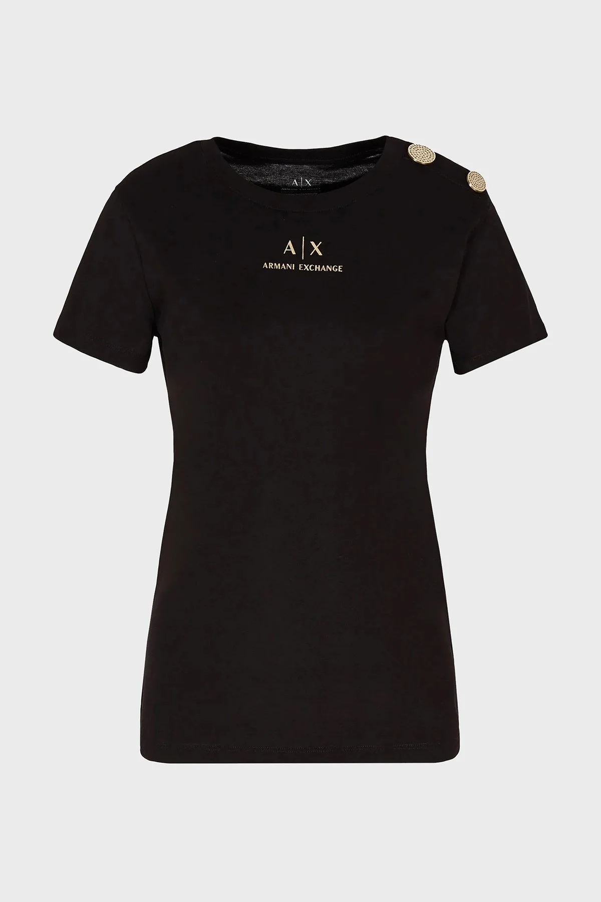 Armani Exchange Pamuklu Slim Fit Bisiklet Yaka Bayan T Shirt 6DYT46 YJ3RZ 1200 SİYAH - 5