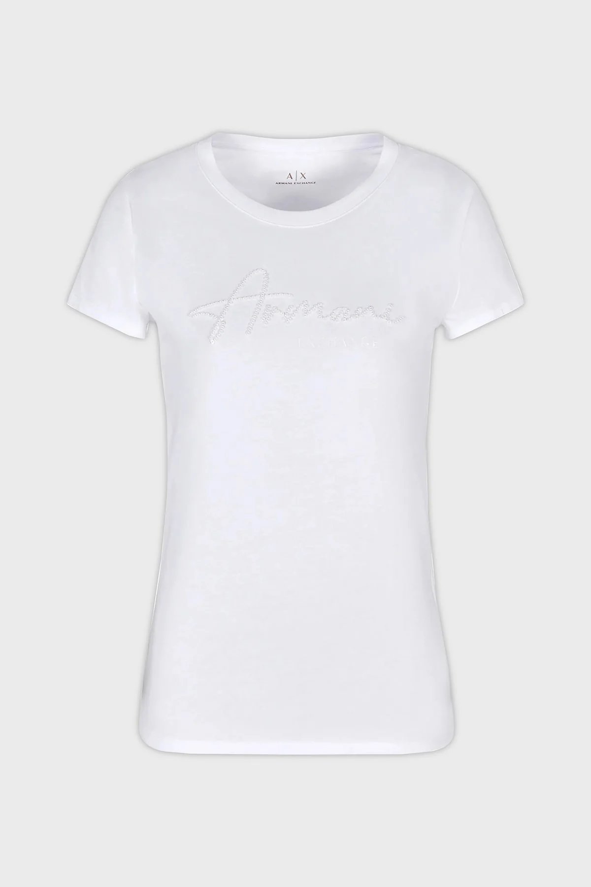 Armani Exchange Pamuklu Slim Fit Bisiklet Yaka Bayan T Shirt 6DYT51 YJG3Z 1000 BEYAZ - 8