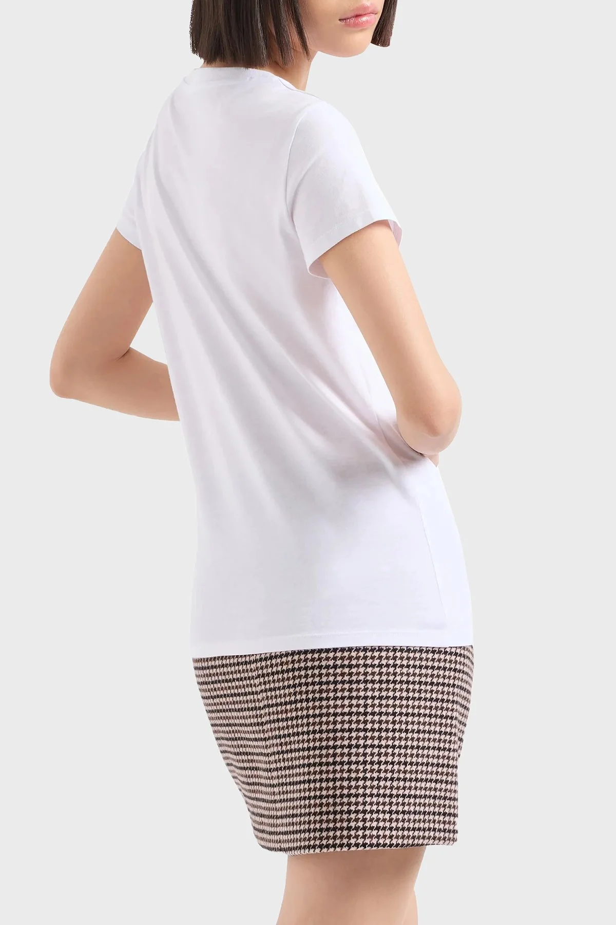 Armani Exchange Pamuklu Slim Fit Bisiklet Yaka Kadın T Shirt 6DYT51 YJG3Z 1000 BEYAZ - 3