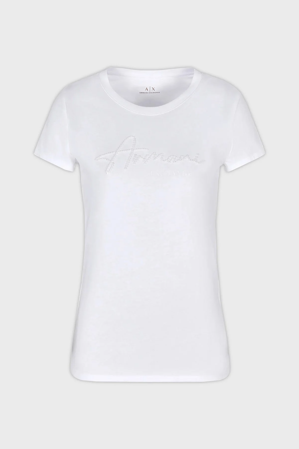 Armani Exchange Pamuklu Slim Fit Bisiklet Yaka Kadın T Shirt 6DYT51 YJG3Z 1000 BEYAZ - 4