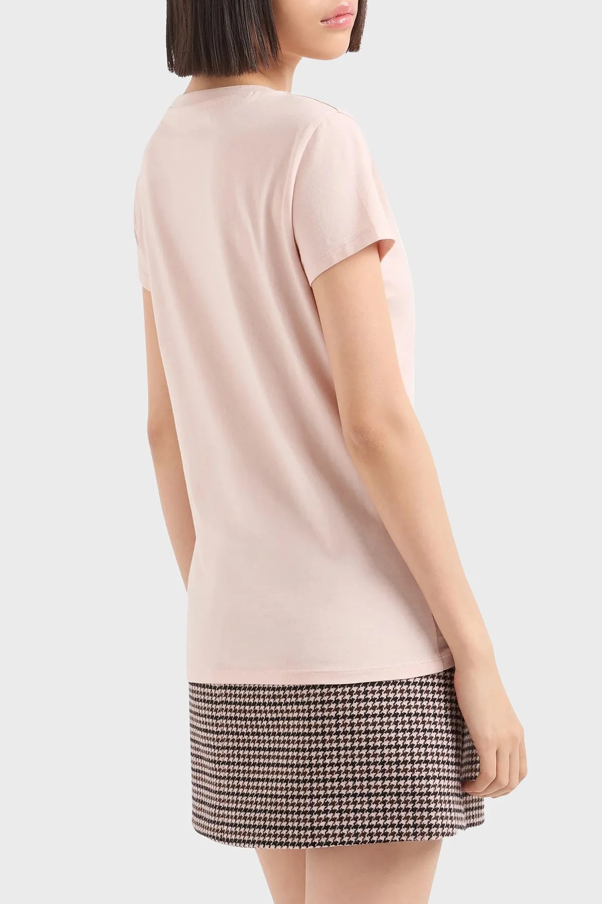 Armani Exchange Pamuklu Slim Fit Bisiklet Yaka Bayan T Shirt 6DYT51 YJG3Z 14BQ PUDRA - 2