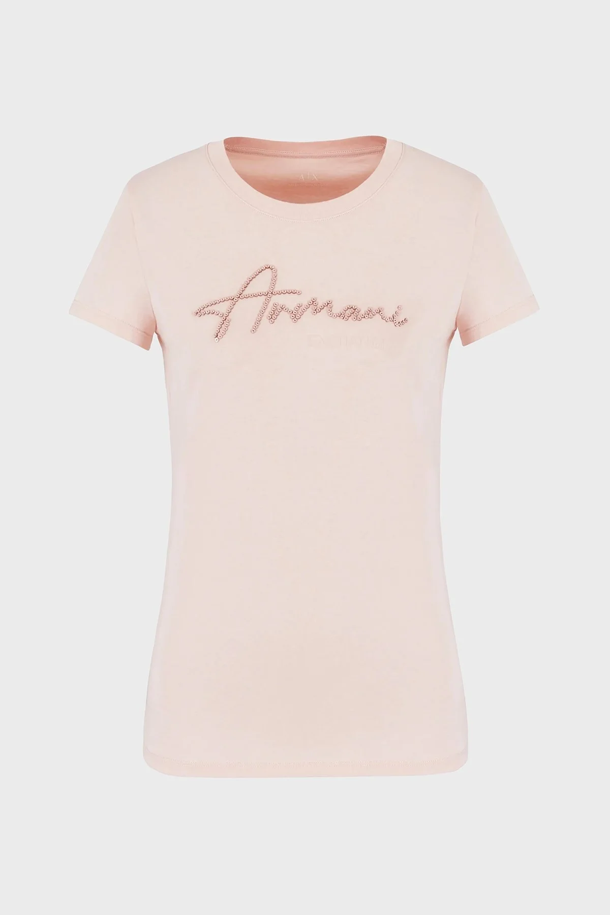 Armani Exchange Pamuklu Slim Fit Bisiklet Yaka Bayan T Shirt 6DYT51 YJG3Z 14BQ PUDRA - 5