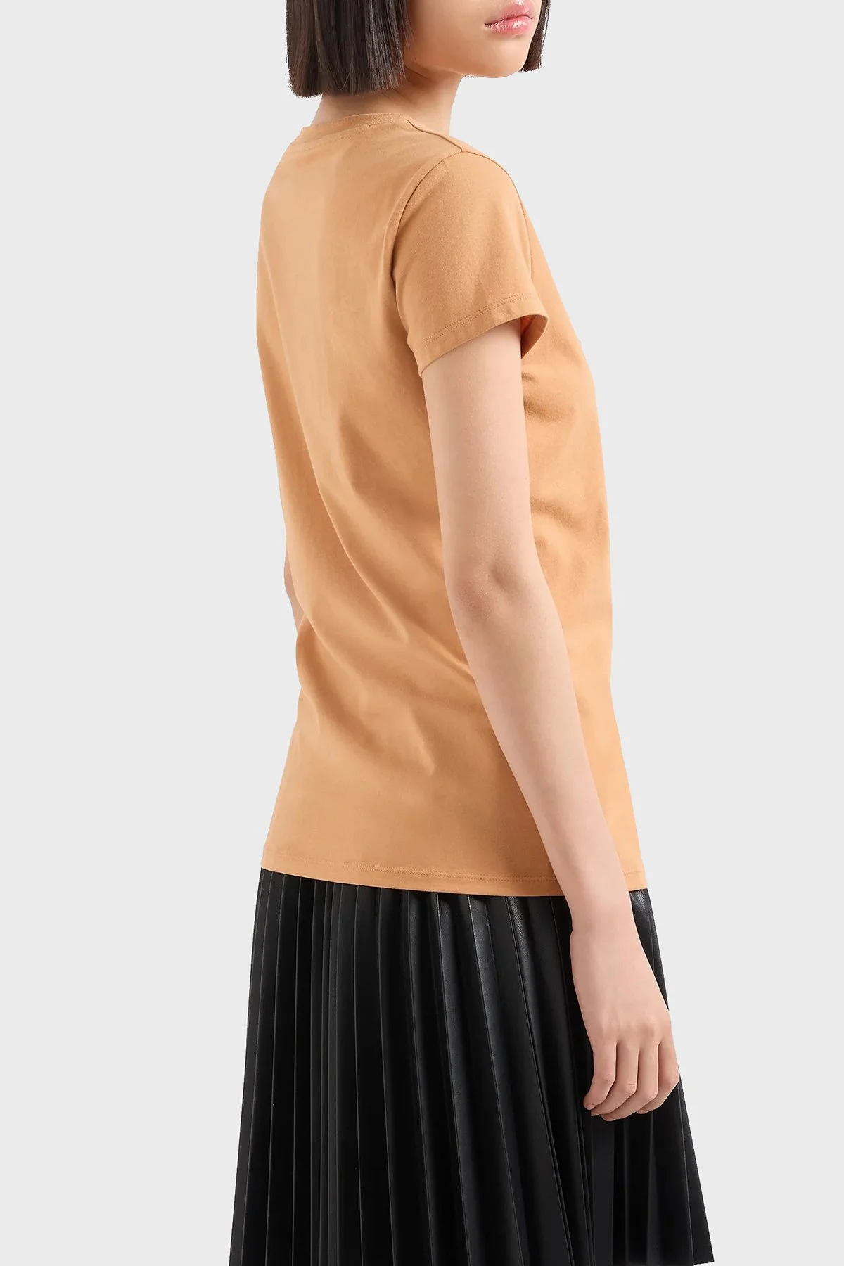 Armani Exchange Pamuklu Slim Fit Bisiklet Yaka Kadın T Shirt 6DYT51 YJG3Z 1788 TABA - 3