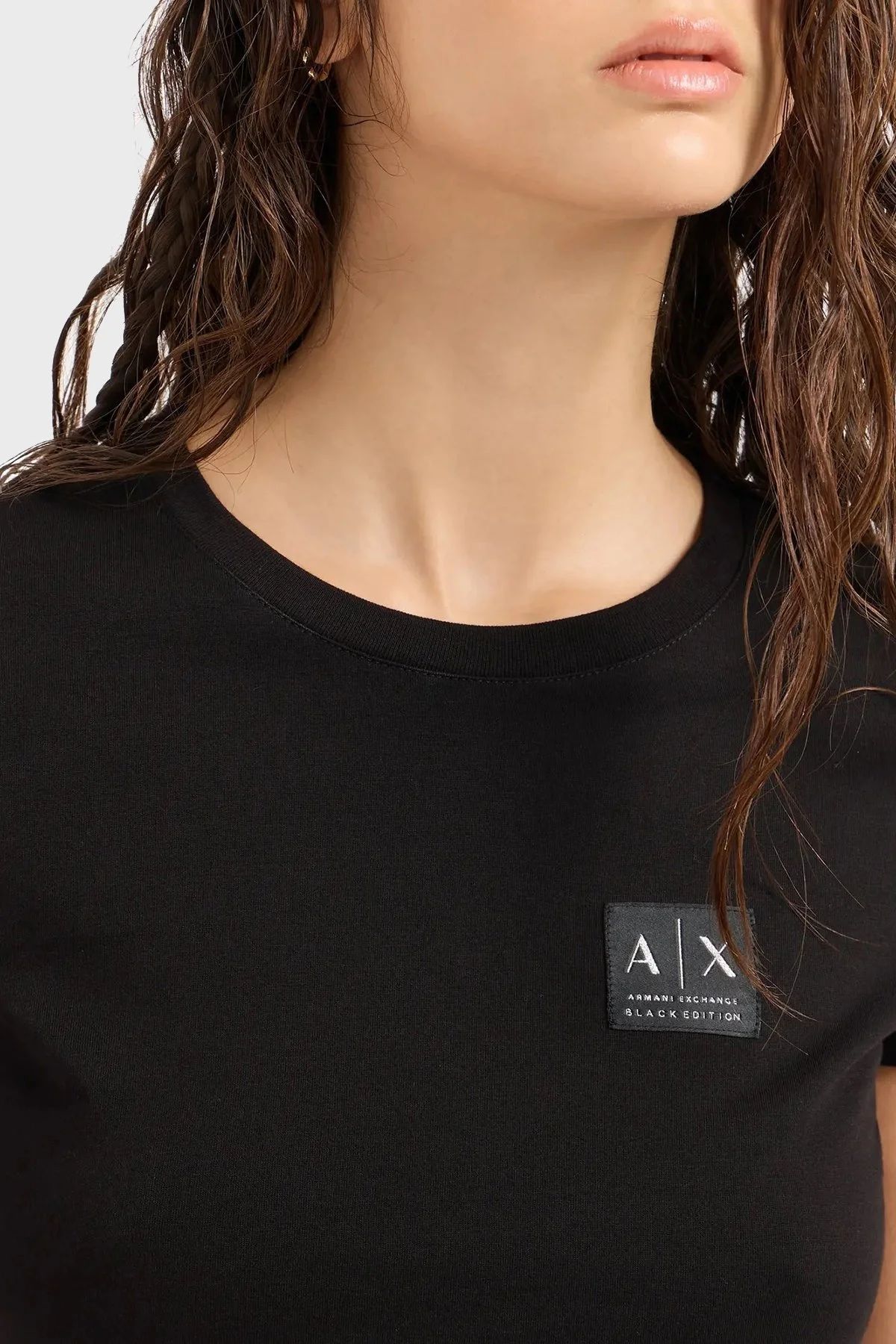 Armani Exchange Pamuklu Slim Fit Bisiklet Yaka Bayan T Shirt XW000062 AF10359 UC001 SİYAH - 3