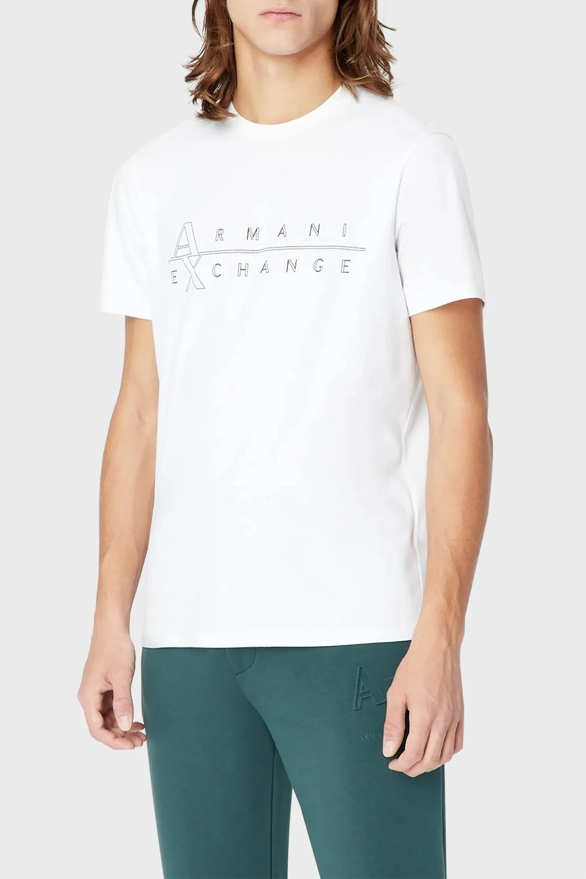 Armani Exchange Pamuklu Slim Fit Bisiklet Yaka Erkek T Shirt 3RZTBR ZJAAZ 1100 BEYAZ - 1