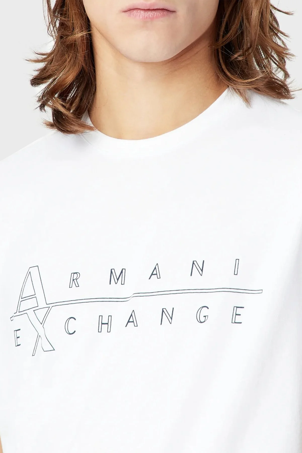 Armani Exchange Pamuklu Slim Fit Bisiklet Yaka Erkek T Shirt 3RZTBR ZJAAZ 1100 BEYAZ - 2