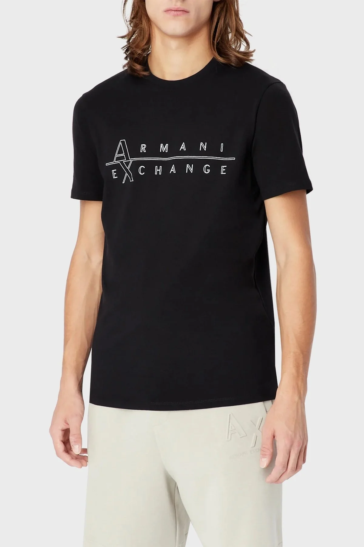 Armani Exchange Pamuklu Slim Fit Bisiklet Yaka Erkek T Shirt 3RZTBR ZJAAZ 1200 SİYAH - 1