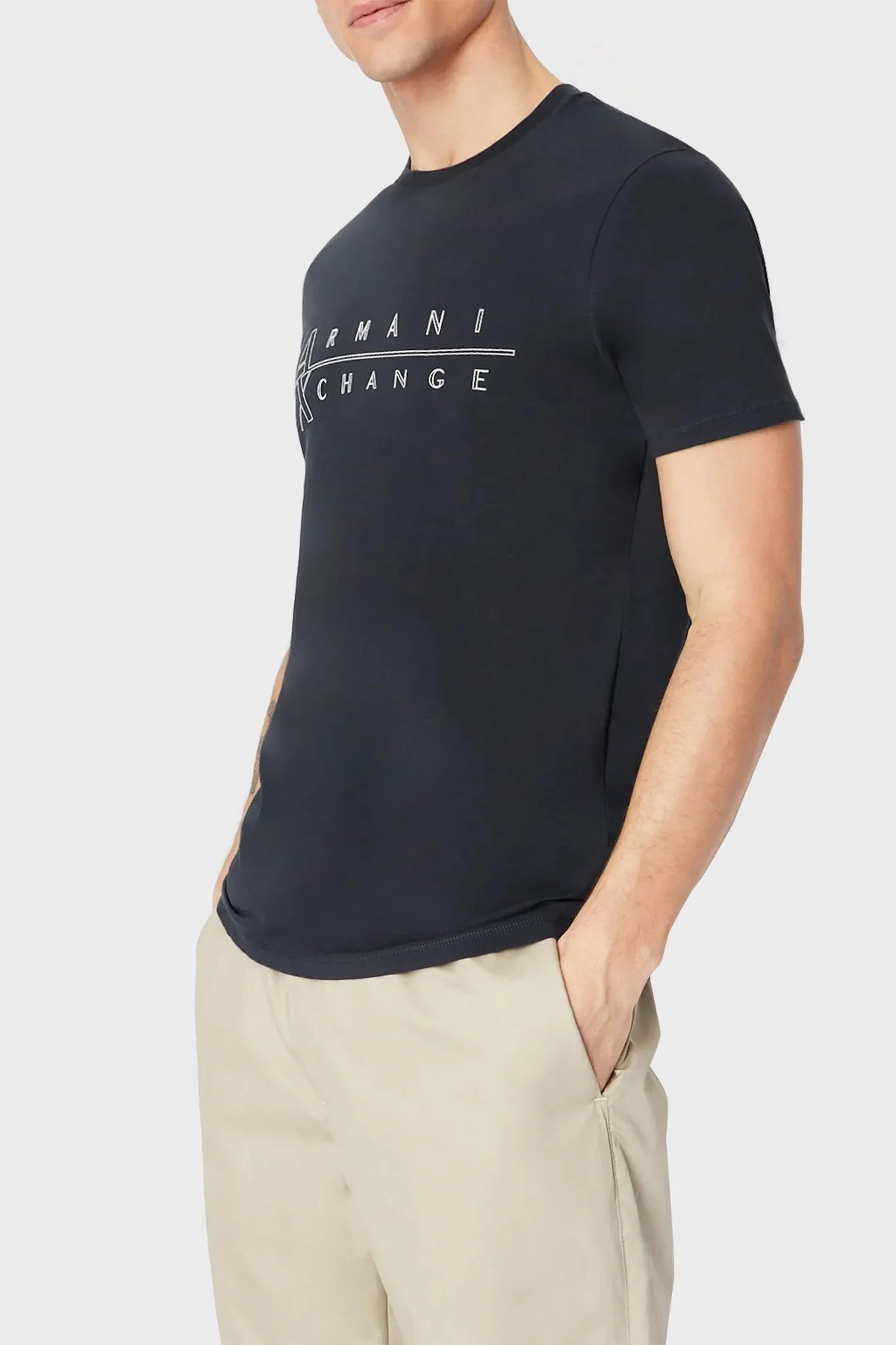 Armani Exchange Pamuklu Slim Fit Bisiklet Yaka Erkek T Shirt 3RZTBR ZJAAZ 1510 LACİVERT - 1