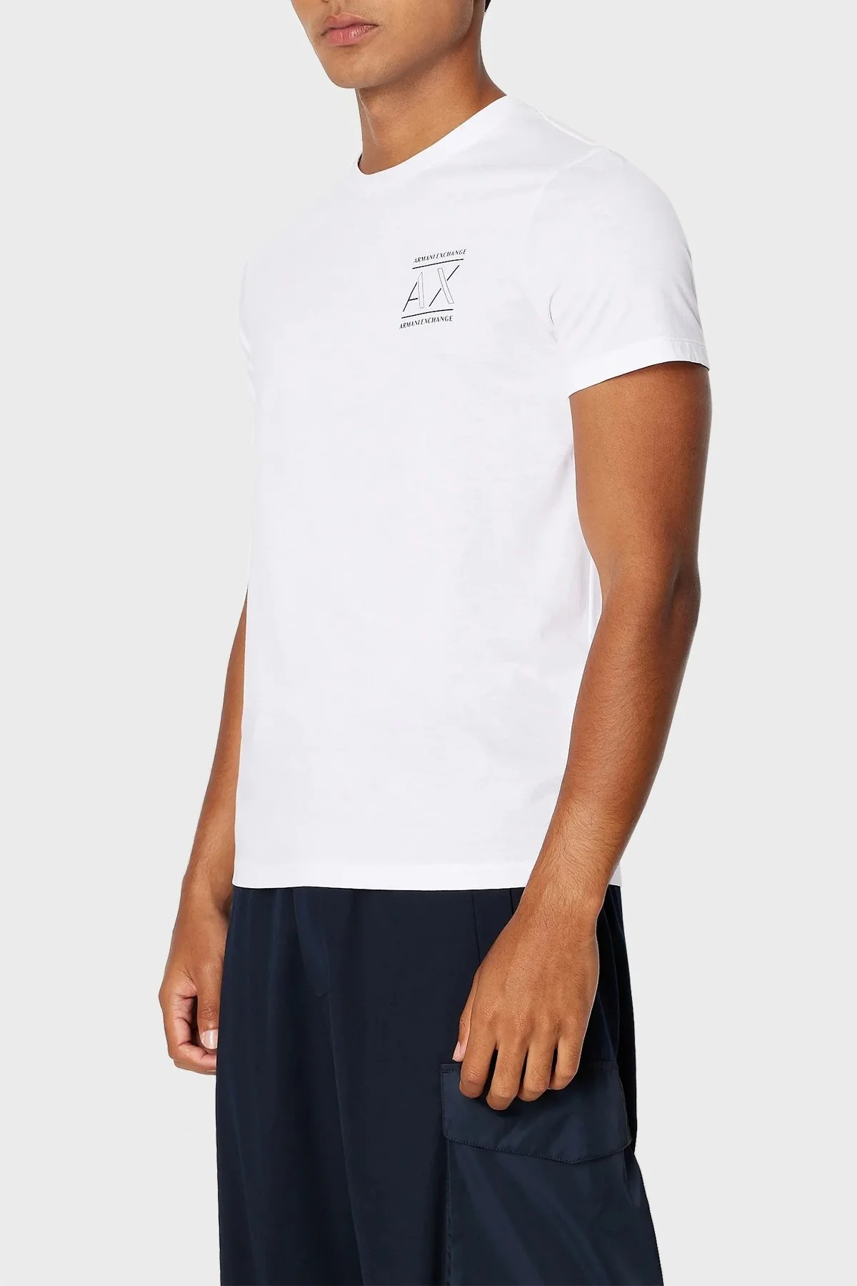 Armani Exchange Pamuklu Slim Fit Bisiklet Yaka Erkek T Shirt 6RZTAN ZJ9AZ 1100 BEYAZ - 1
