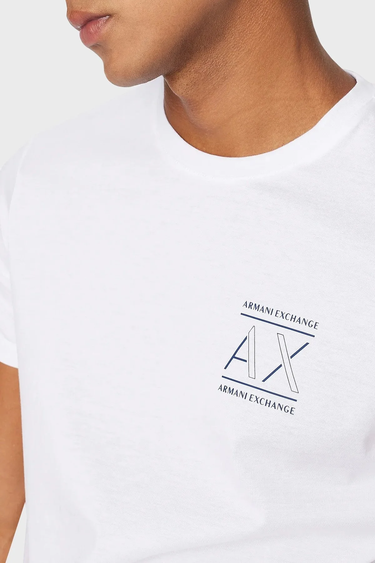 Armani Exchange Pamuklu Slim Fit Bisiklet Yaka Erkek T Shirt 6RZTAN ZJ9AZ 1100 BEYAZ - 4