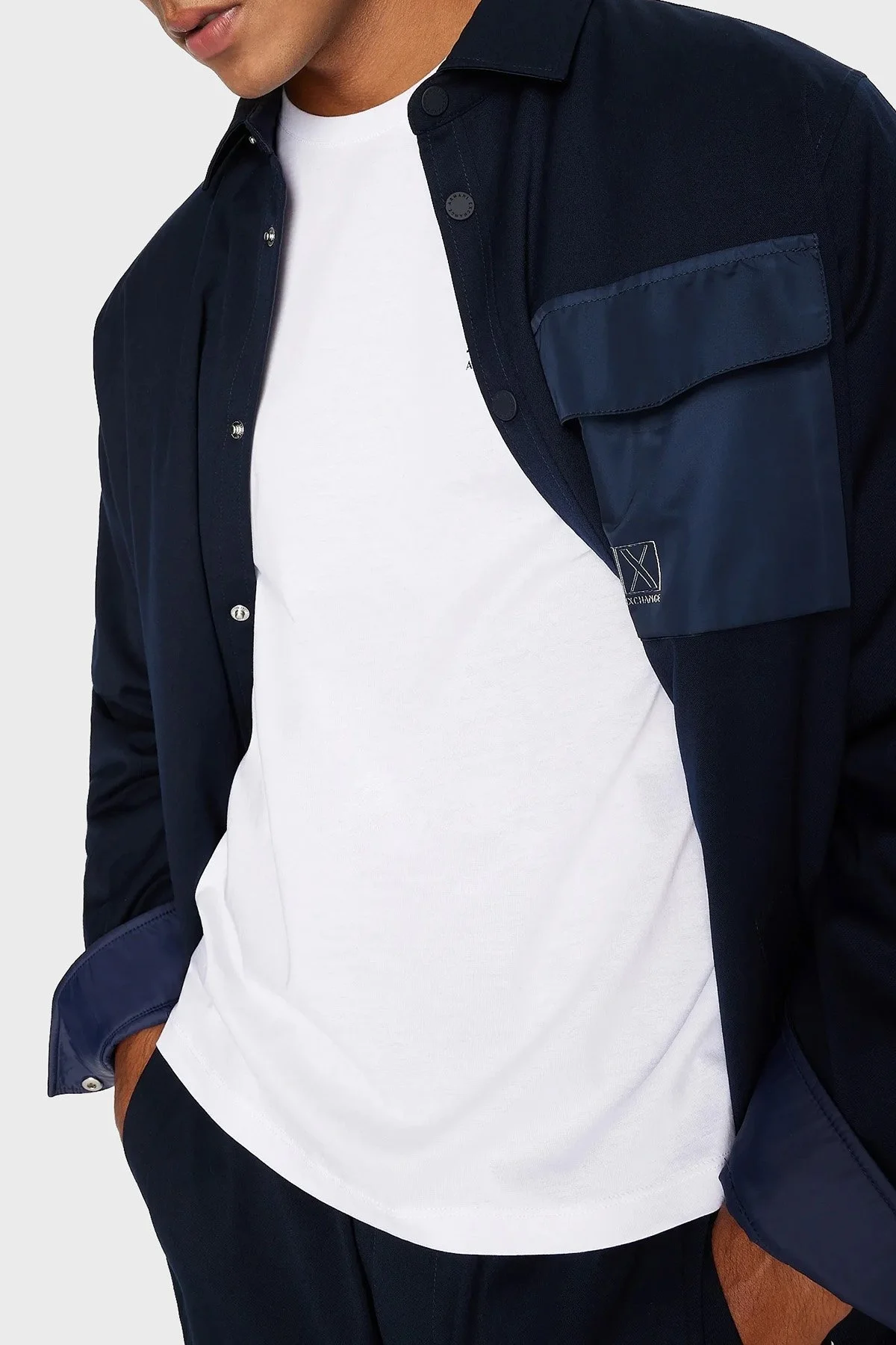 Armani Exchange Pamuklu Slim Fit Bisiklet Yaka Erkek T Shirt 6RZTAN ZJ9AZ 1100 BEYAZ - 5