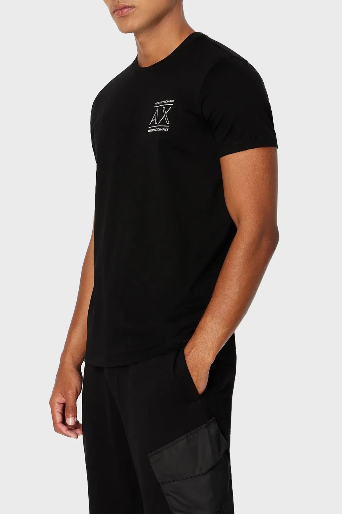 Armani Exchange Pamuklu Slim Fit Bisiklet Yaka Erkek T Shirt 6RZTAN ZJ9AZ 1200 SİYAH - 1