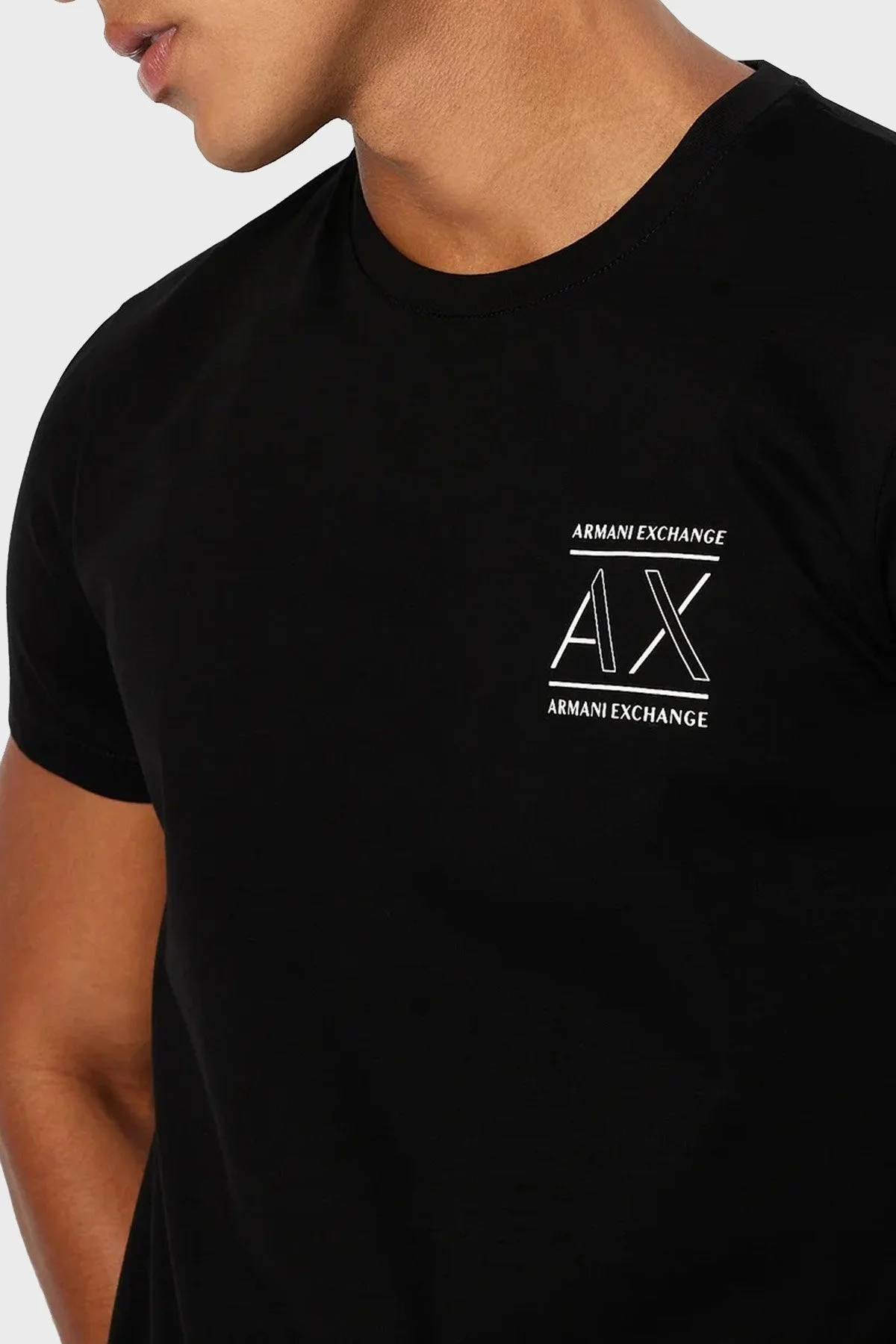 Armani Exchange Pamuklu Slim Fit Bisiklet Yaka Erkek T Shirt 6RZTAN ZJ9AZ 1200 SİYAH - 4