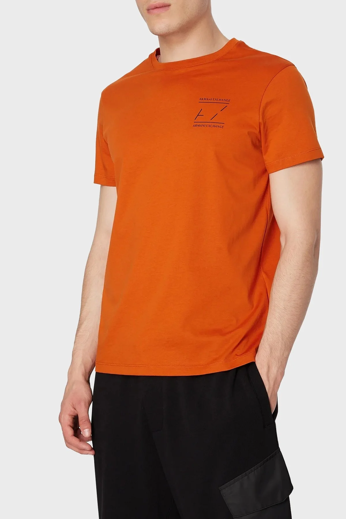 Armani Exchange Pamuklu Slim Fit Bisiklet Yaka Erkek T Shirt 6RZTAN ZJ9AZ 14AW ORANGE - 1