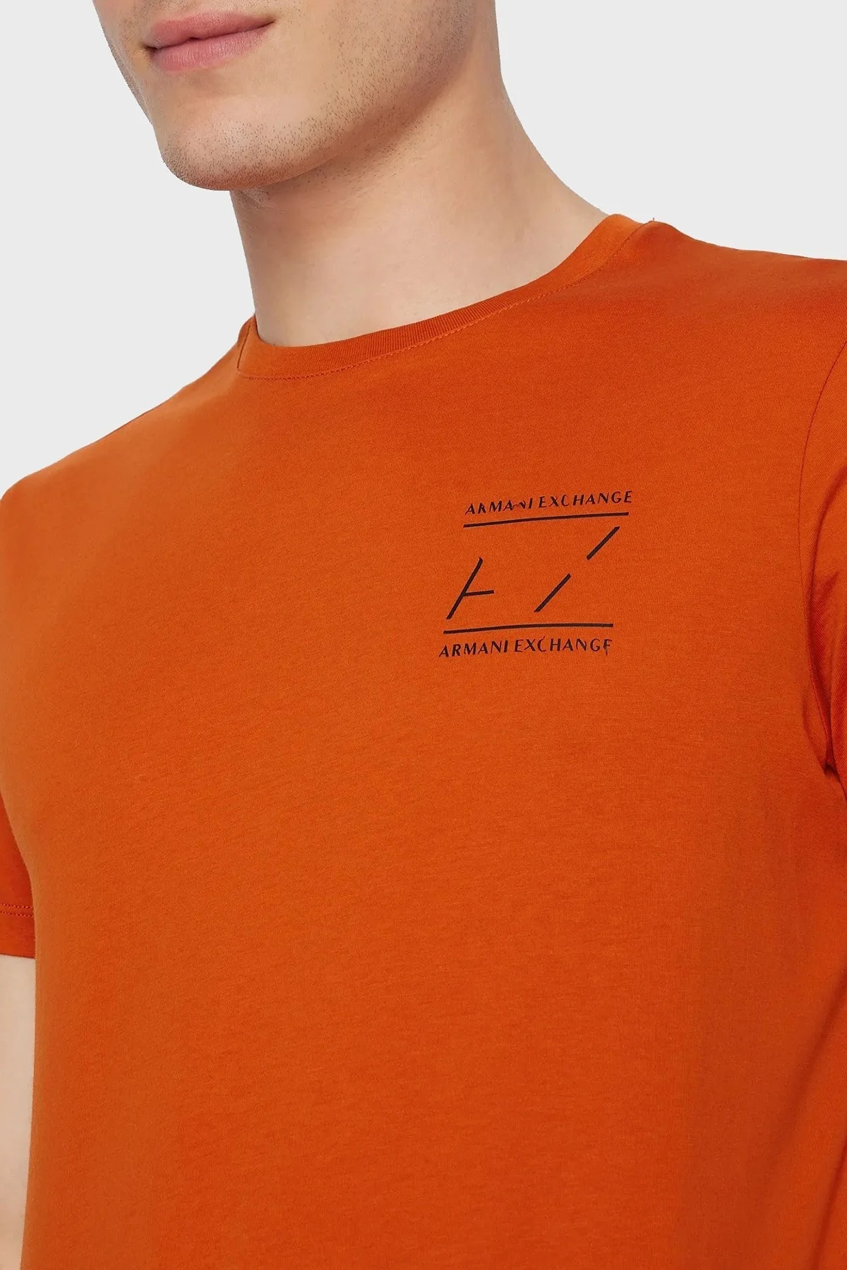 Armani Exchange Pamuklu Slim Fit Bisiklet Yaka Erkek T Shirt 6RZTAN ZJ9AZ 14AW ORANGE - 3