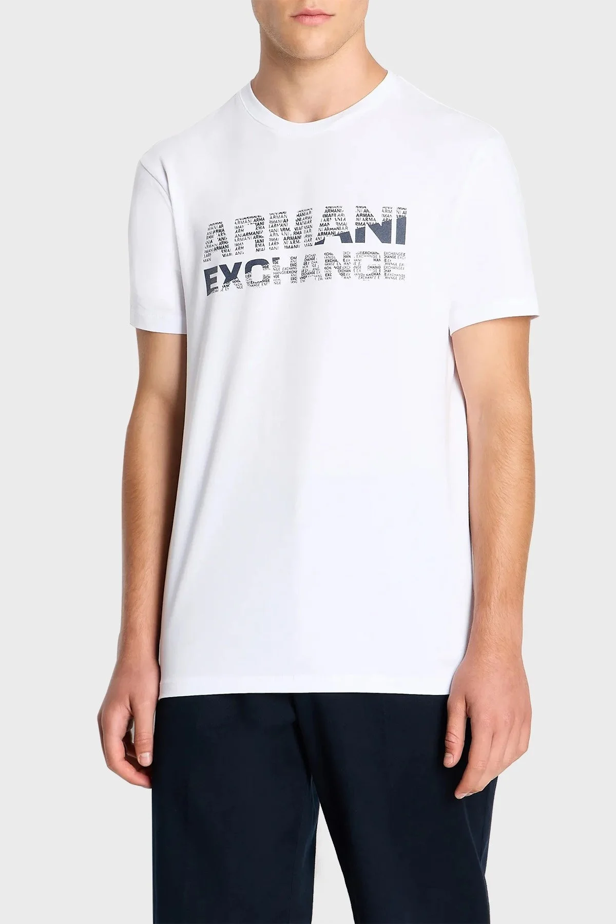 Armani Exchange Pamuklu Slim Fit Bisiklet Yaka Erkek T Shirt 6RZTBE ZJAAZ 1100 BEYAZ - 1