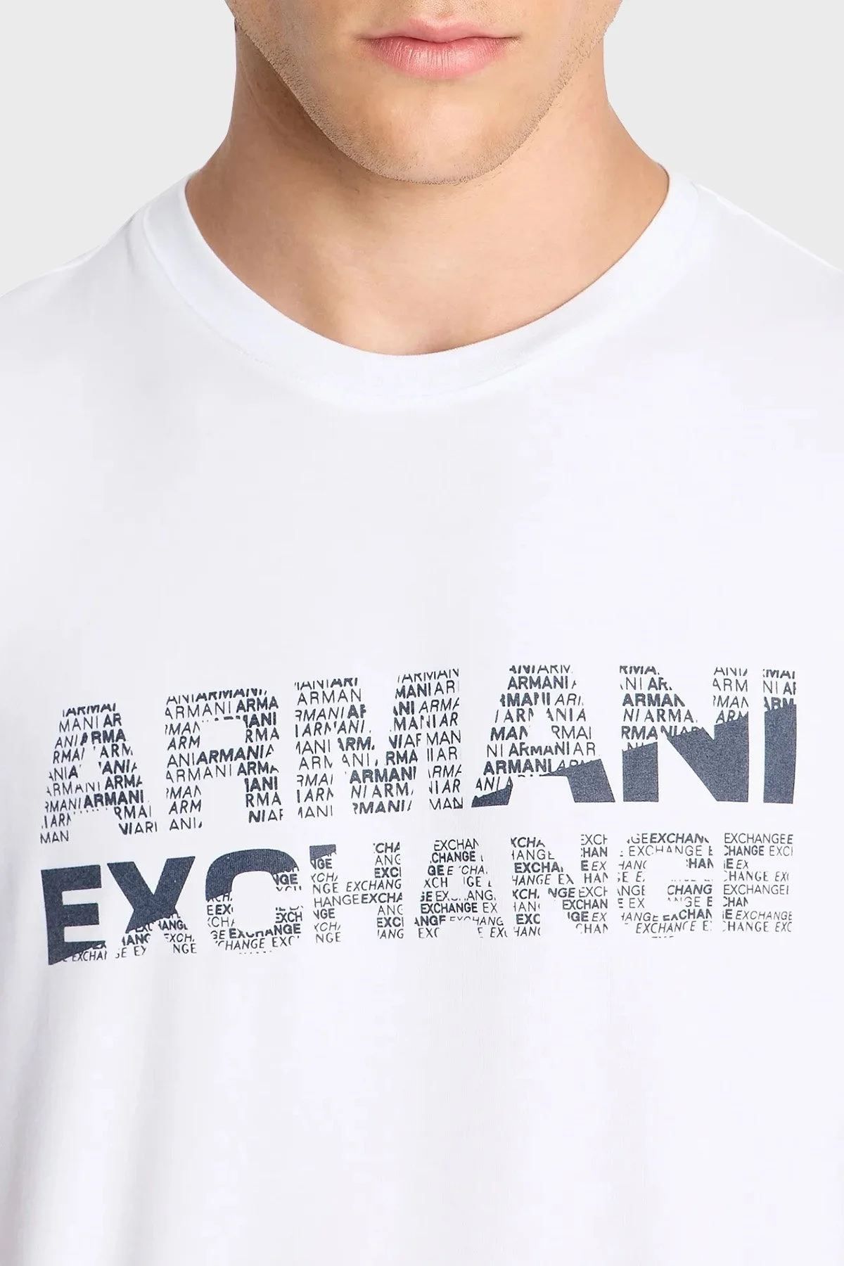 Armani Exchange Pamuklu Slim Fit Bisiklet Yaka Erkek T Shirt 6RZTBE ZJAAZ 1100 BEYAZ - 3