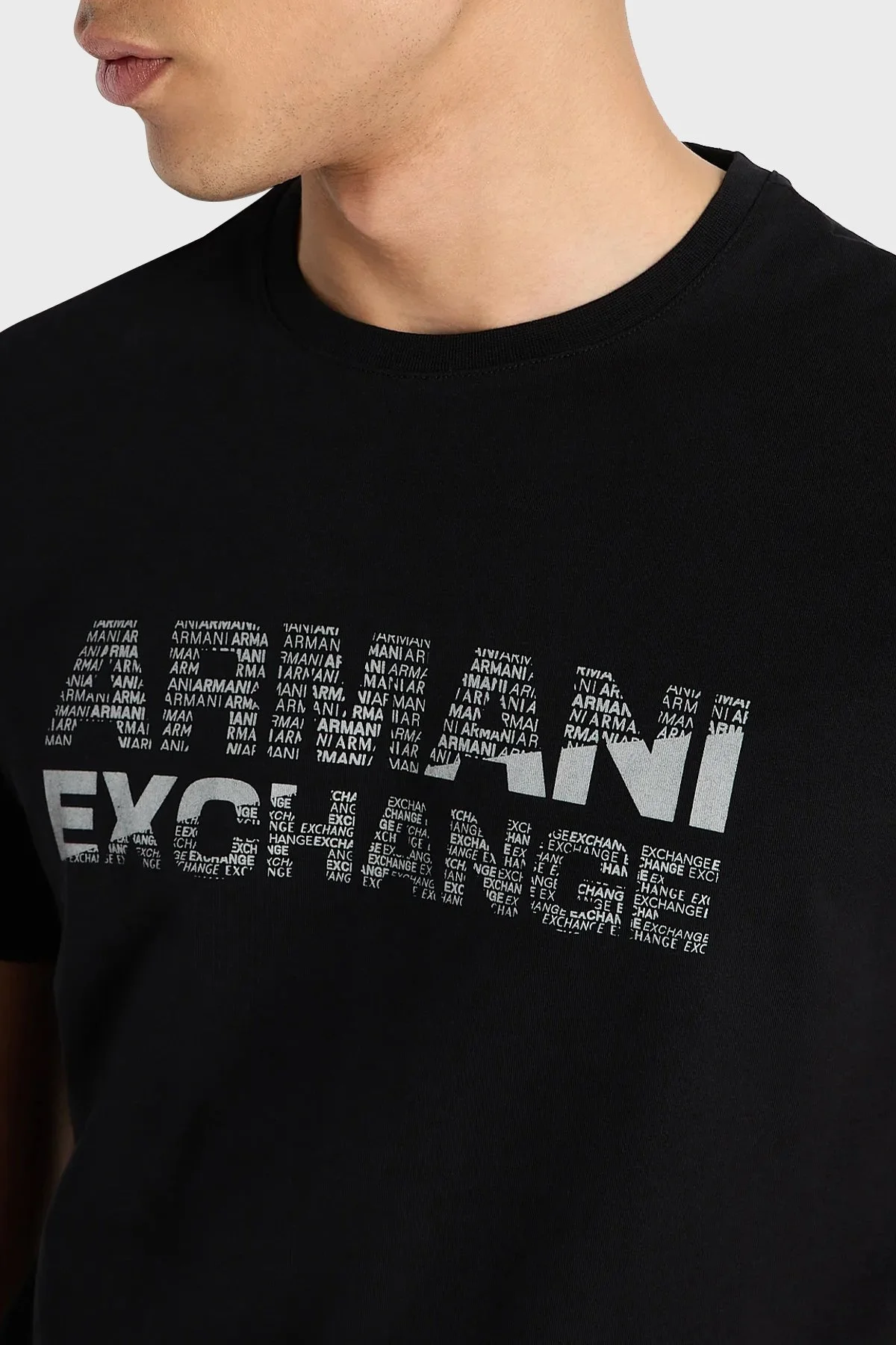 Armani Exchange Pamuklu Slim Fit Bisiklet Yaka Erkek T Shirt 6RZTBE ZJAAZ 1200 SİYAH - 3