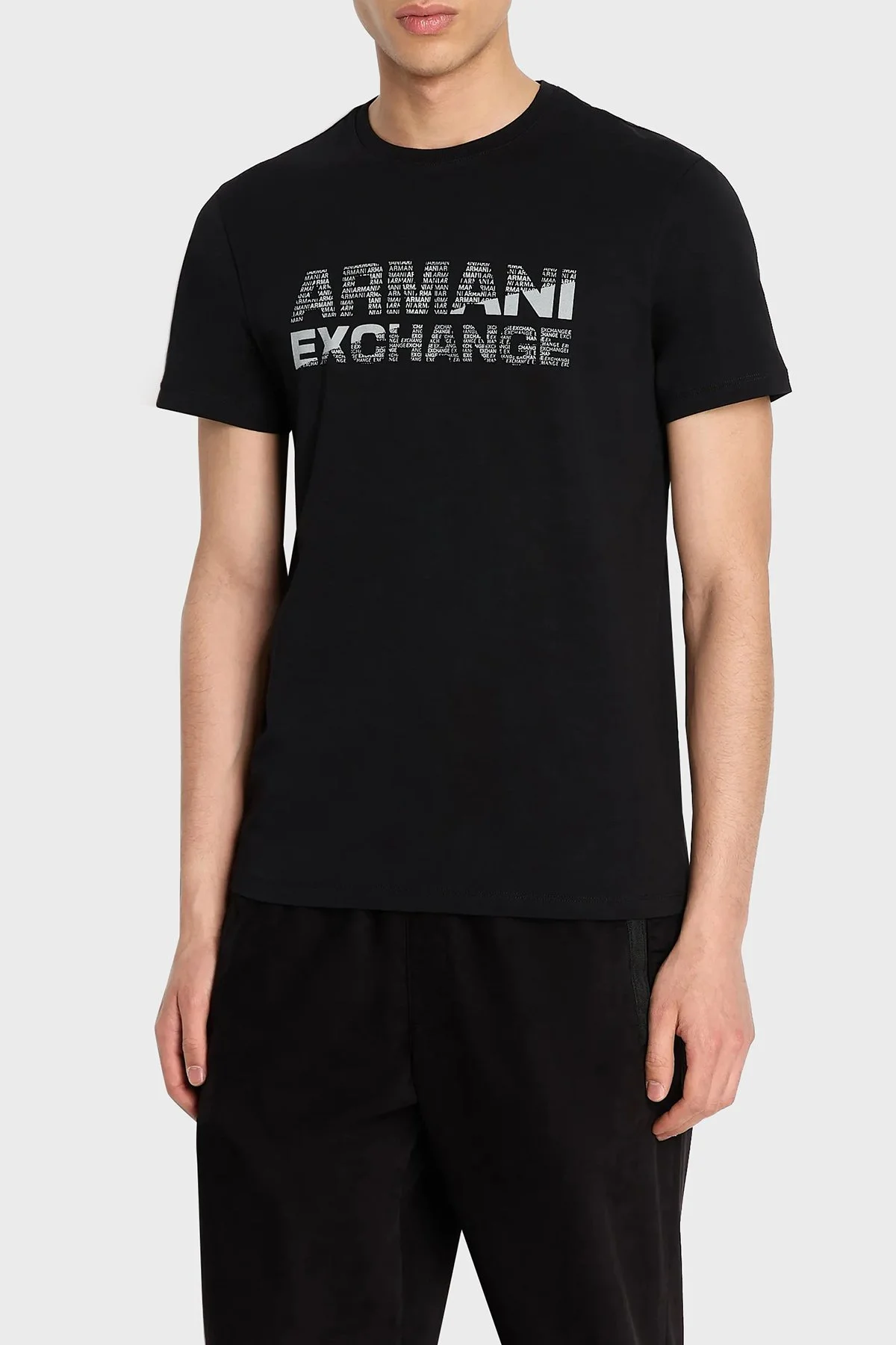 Armani Exchange Pamuklu Slim Fit Bisiklet Yaka Erkek T Shirt 6RZTBE ZJAAZ 1200 SİYAH - 1