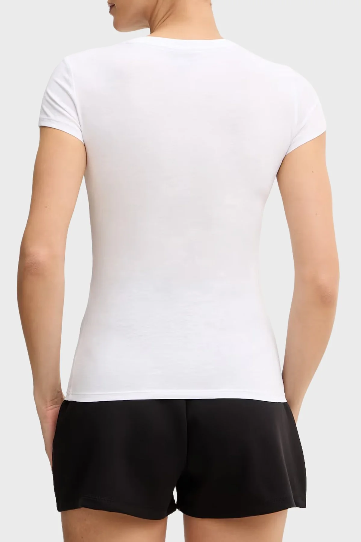 Armani Exchange Pamuklu Slim Fit Bisiklet Yaka Kadın T Shirt XW002327 AF10358 U0002 BEYAZ - 3