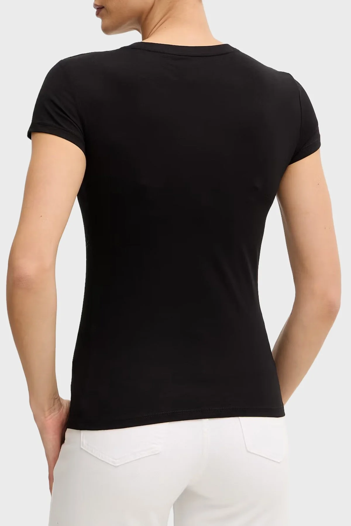 Armani Exchange Pamuklu Slim Fit Bisiklet Yaka Kadın T Shirt XW002327 AF10358 UC001 SİYAH - 2