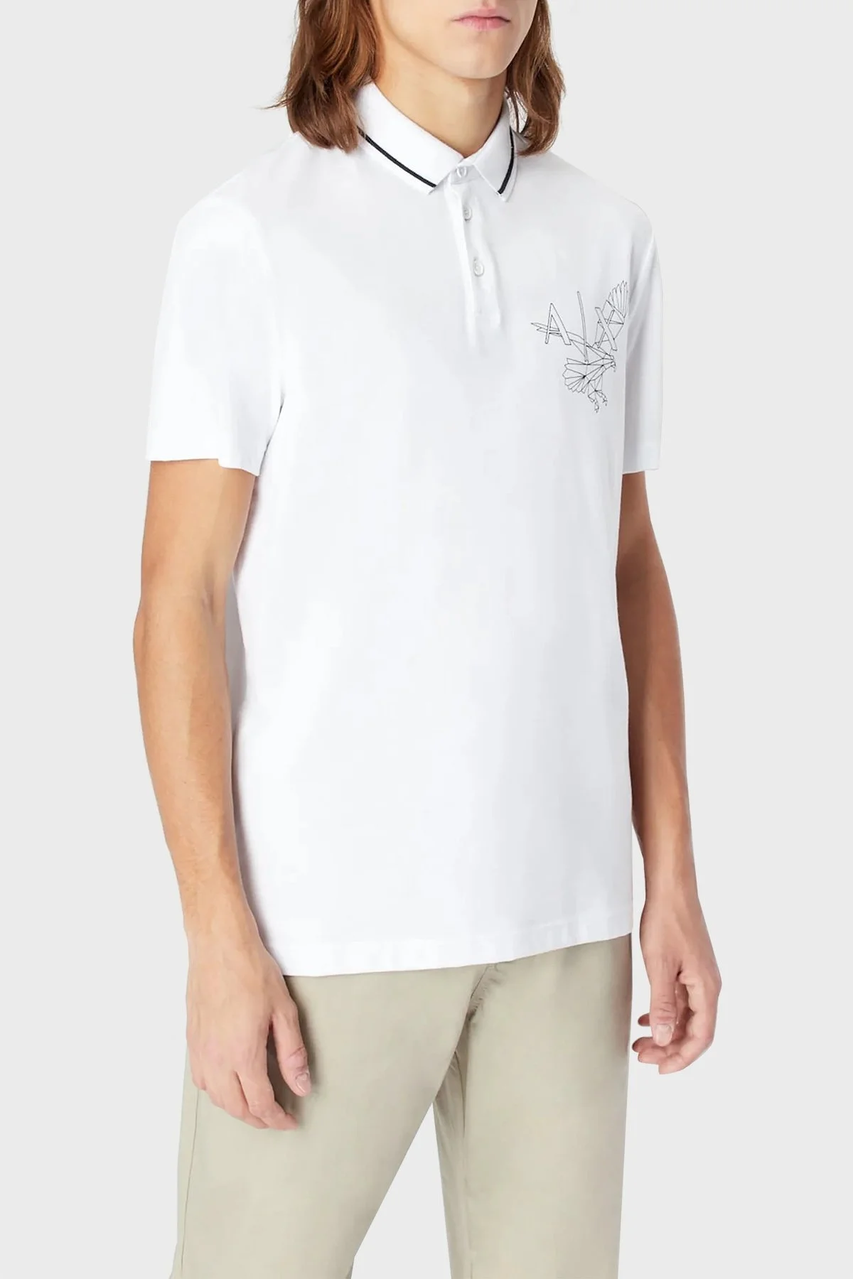Armani Exchange Pamuklu Slim Fit Düğmeli Erkek Polo T Shirt 3RZFAD ZJHAZ 1100 BEYAZ - 1