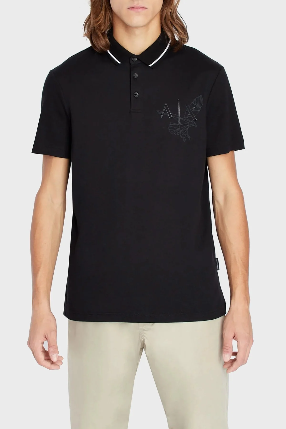 Armani Exchange Pamuklu Slim Fit Düğmeli Polo T Shirt Erkek Polo Yaka T Shirt 3RZFAD ZJHAZ 1200 SİYAH - 1