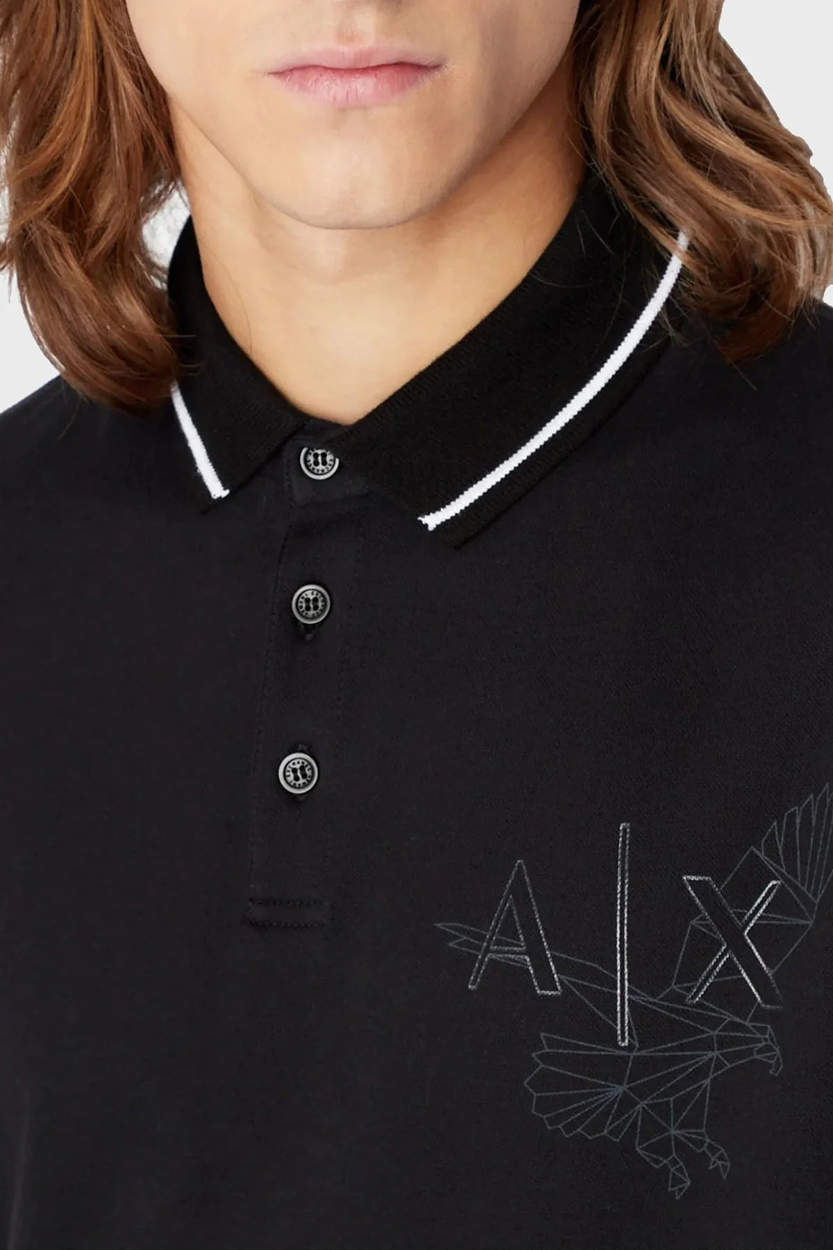Armani Exchange Pamuklu Slim Fit Düğmeli Polo T Shirt Erkek Polo Yaka T Shirt 3RZFAD ZJHAZ 1200 SİYAH - 2