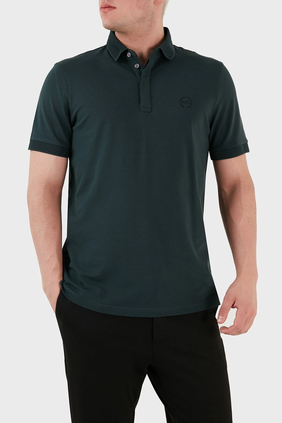 Armani Exchange Pamuklu Slim Fit Düğmeli Erkek Polo T Shirt 8NZF91 ZJ81Z 1882 YEŞİL - 2